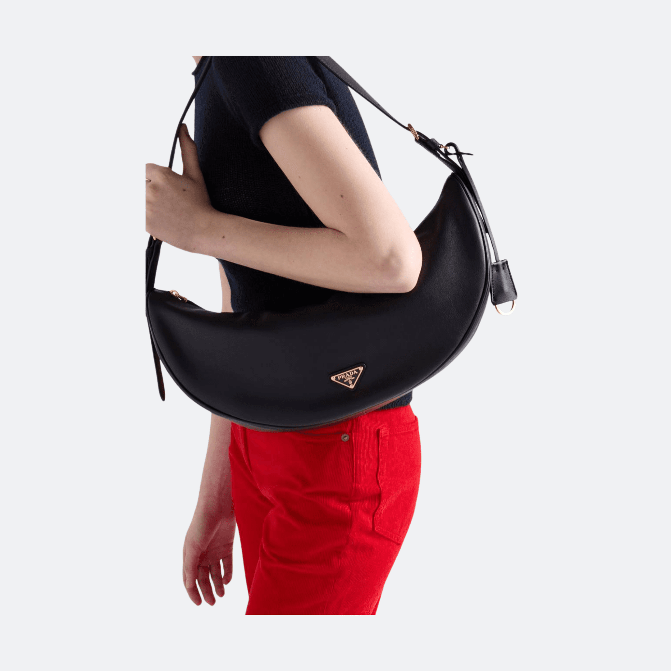 Prada Arque Medium Leather Black Shoulder Bag alternate