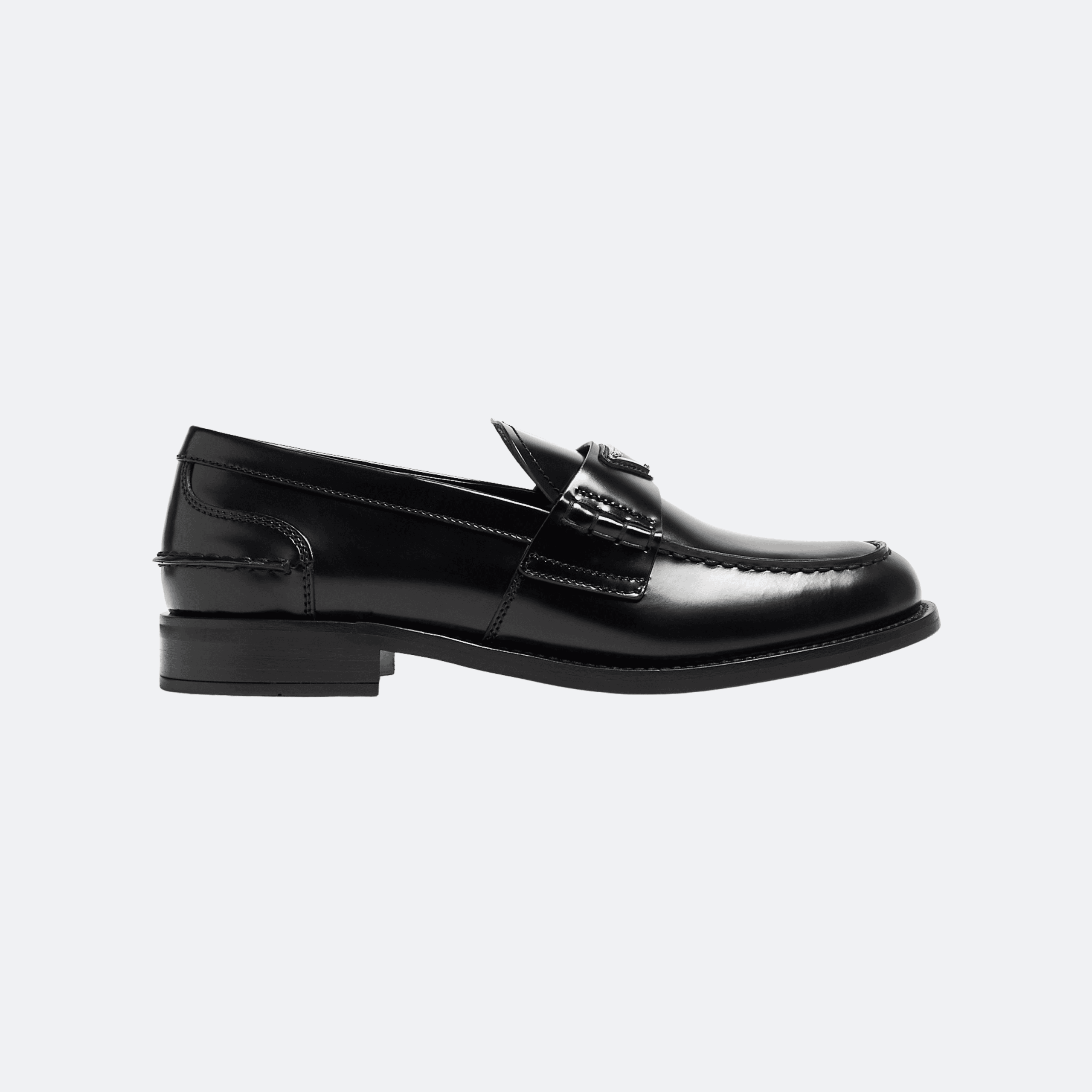 Prada Brushed Leather Loafers for Women - Black