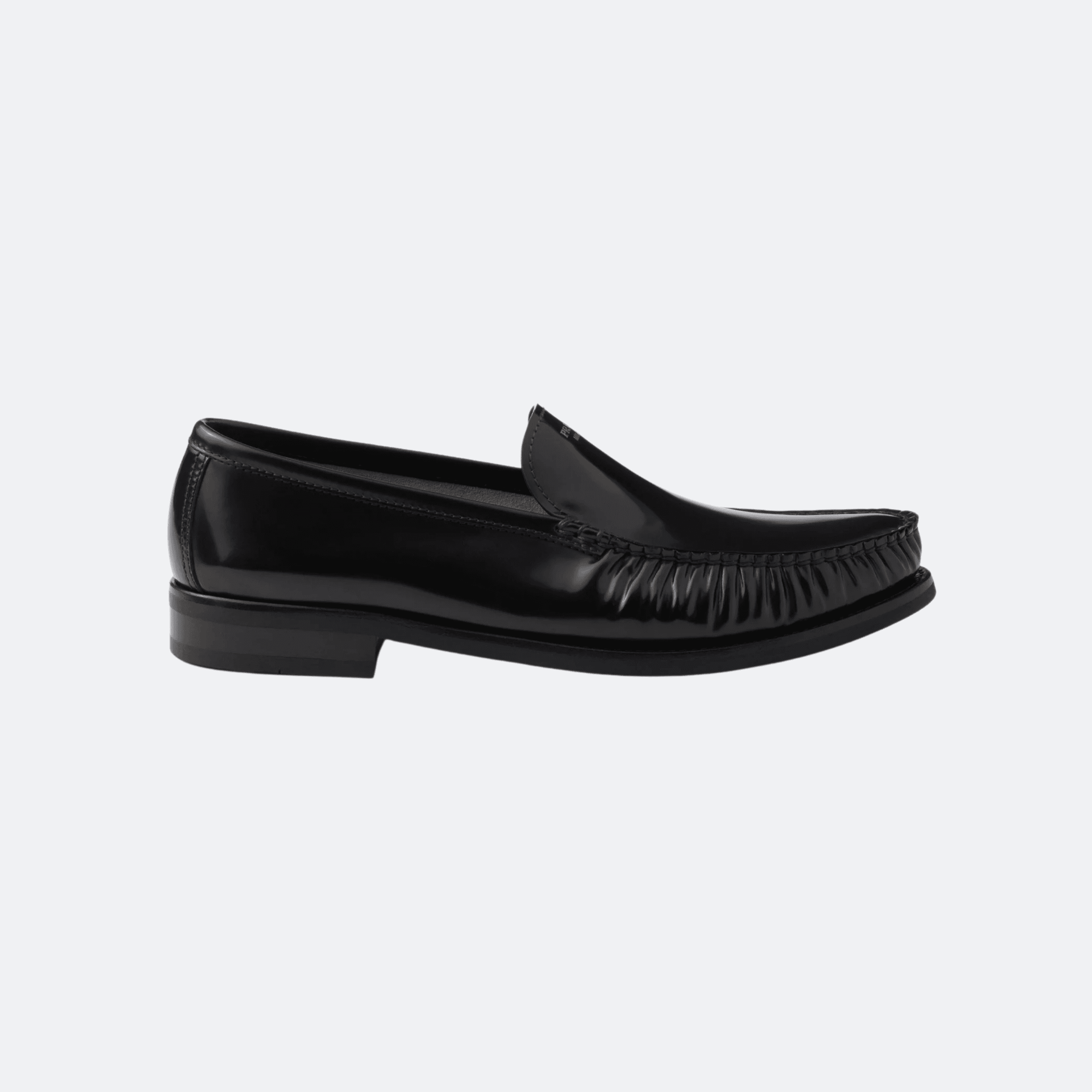 Prada Brushed Leather Loafers for Women - Black