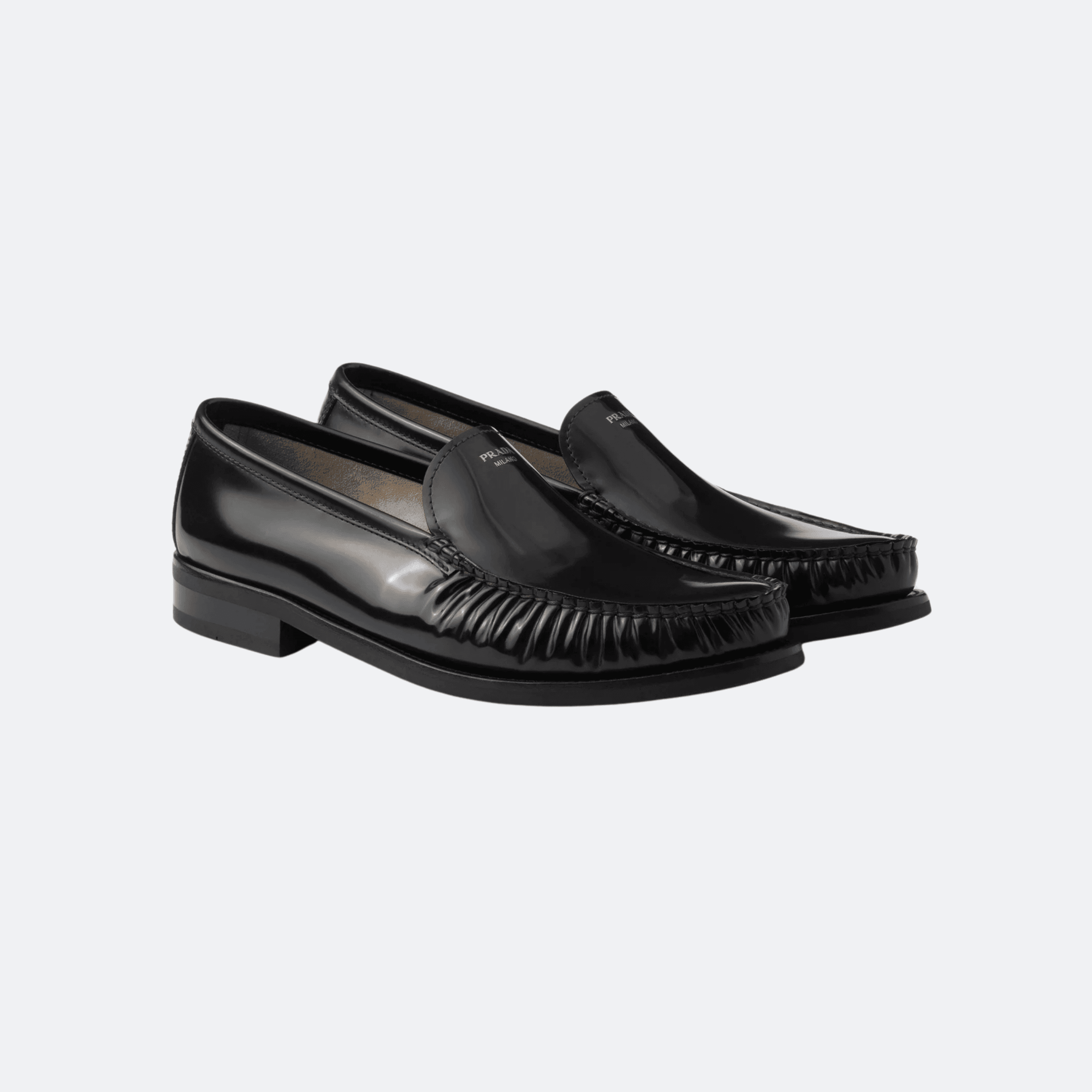 Prada Brushed Leather Loafers for Women - Black alternate