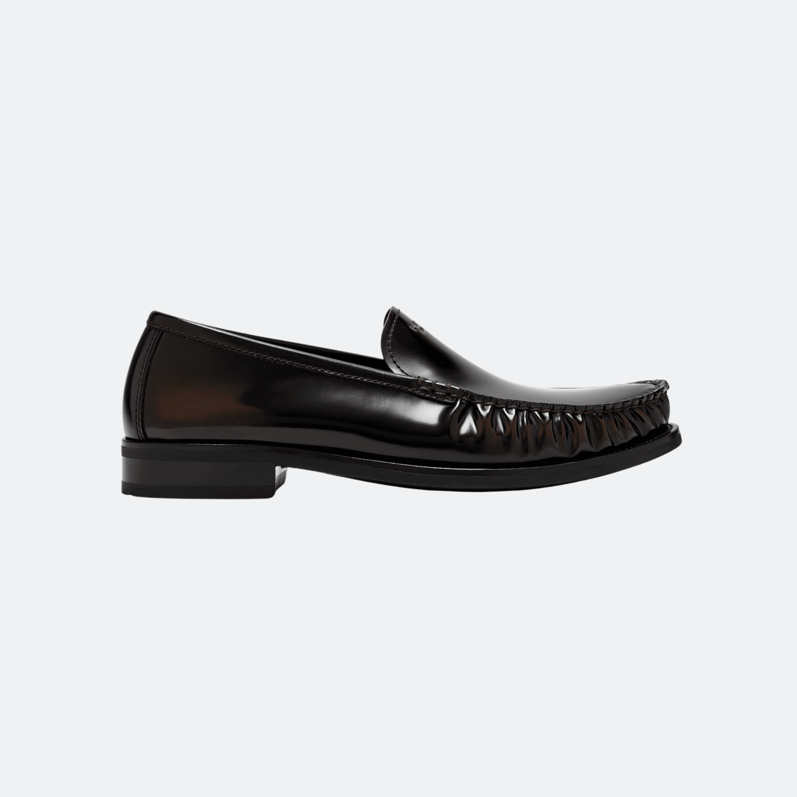 Prada Brushed Leather Loafers for Women - Dark Brown