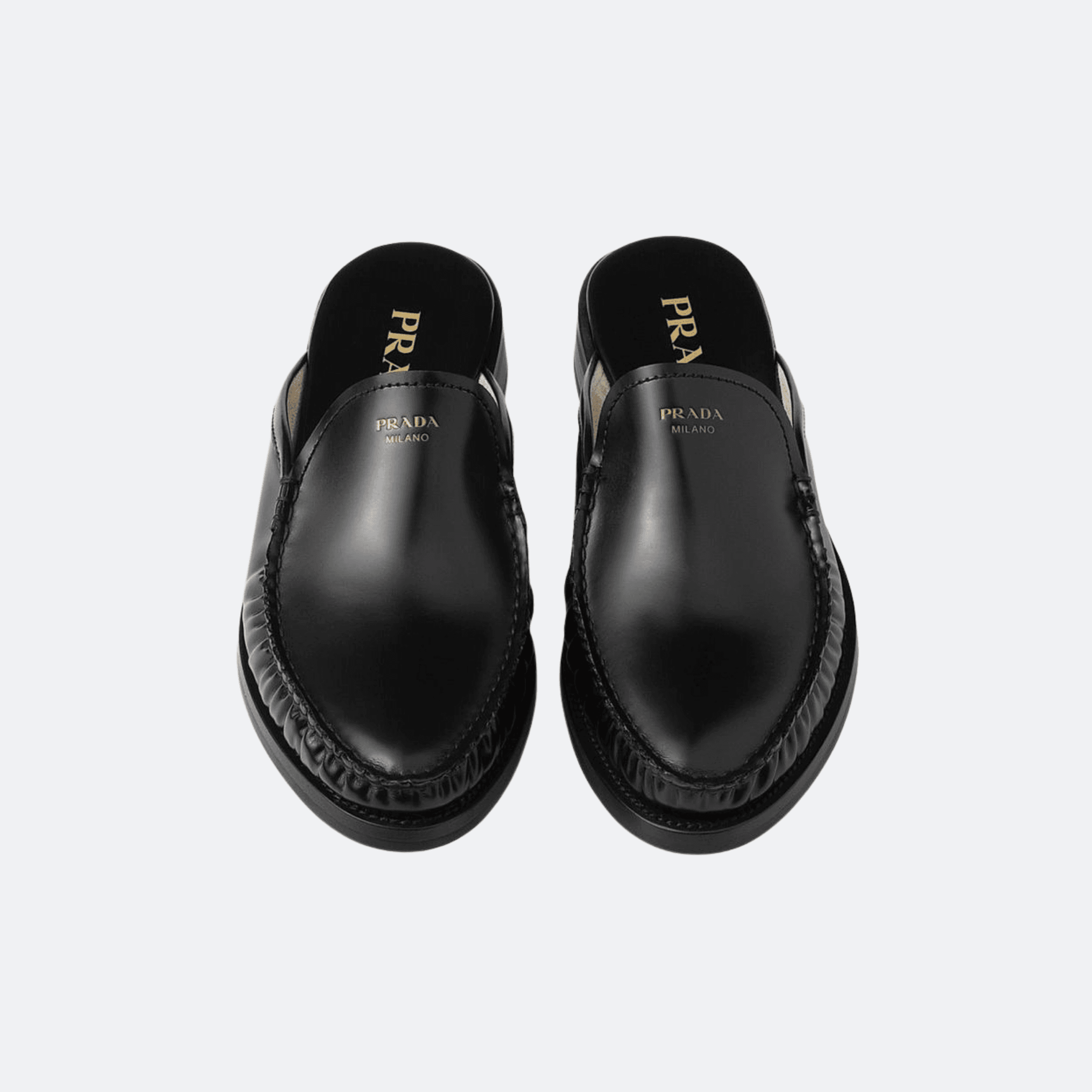 Prada Brushed Leather Mules for Women - Black alternate