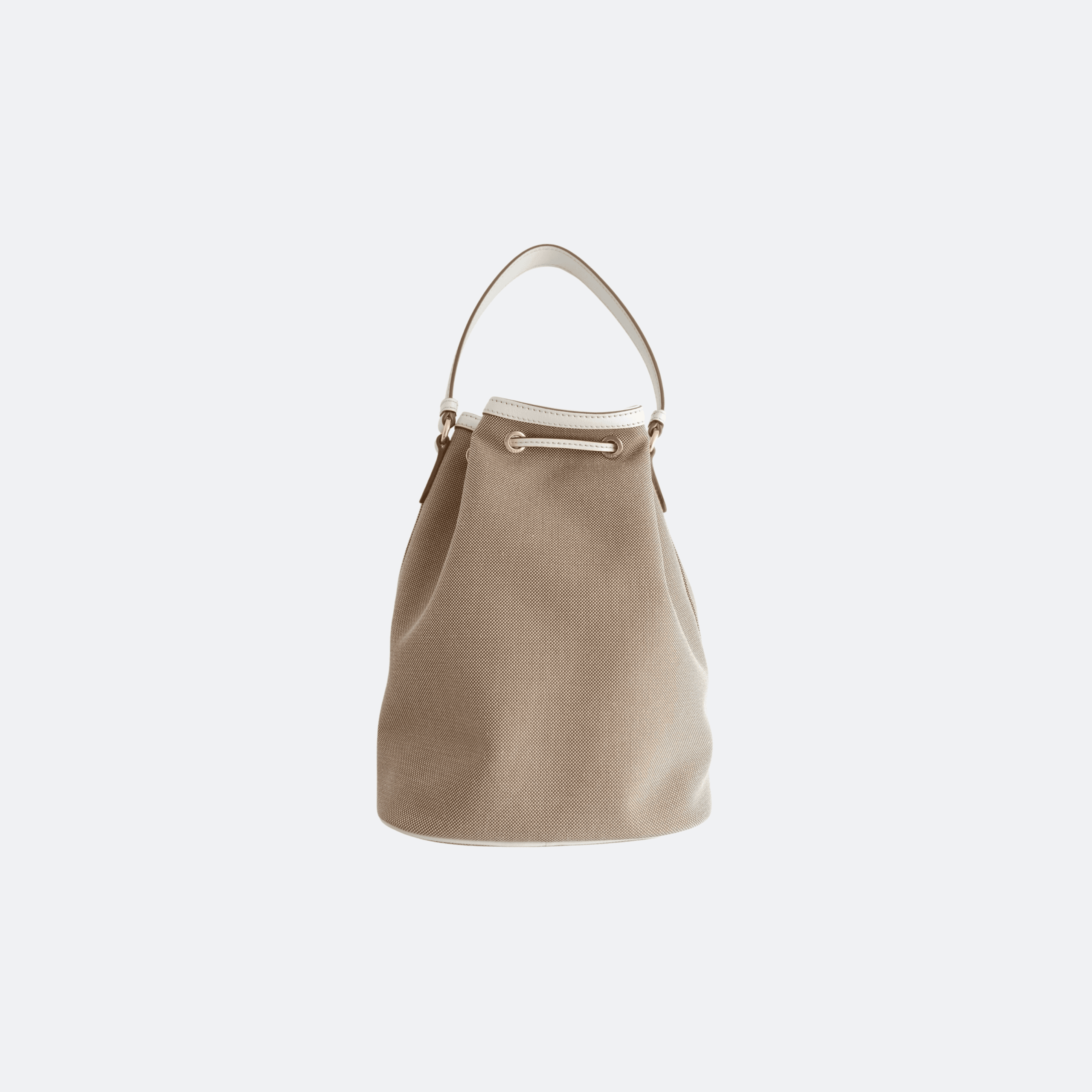 Prada Canapa Canvas Bucket Bag - Beige with White Trim alternate