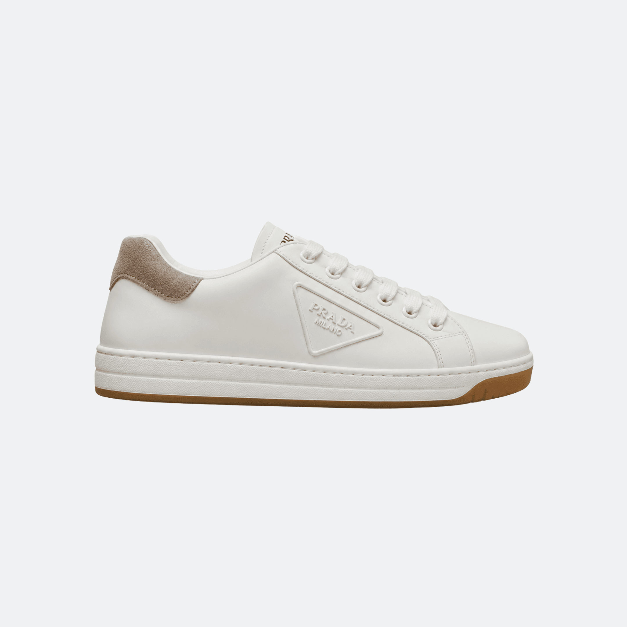 Prada Downtown Low Top Leather Sneakers For Women - White