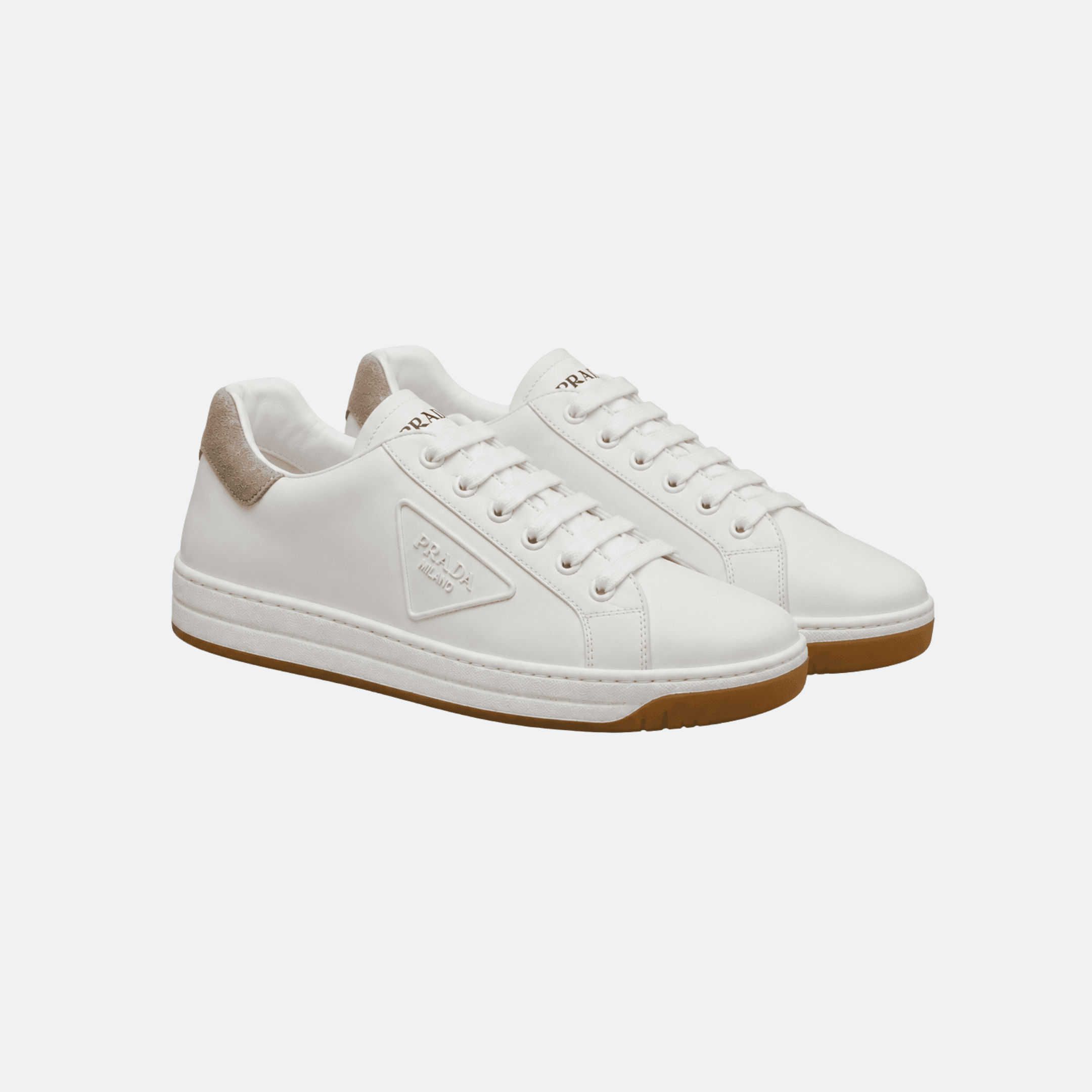 Prada Downtown Low Top Leather Sneakers For Women - White alternate