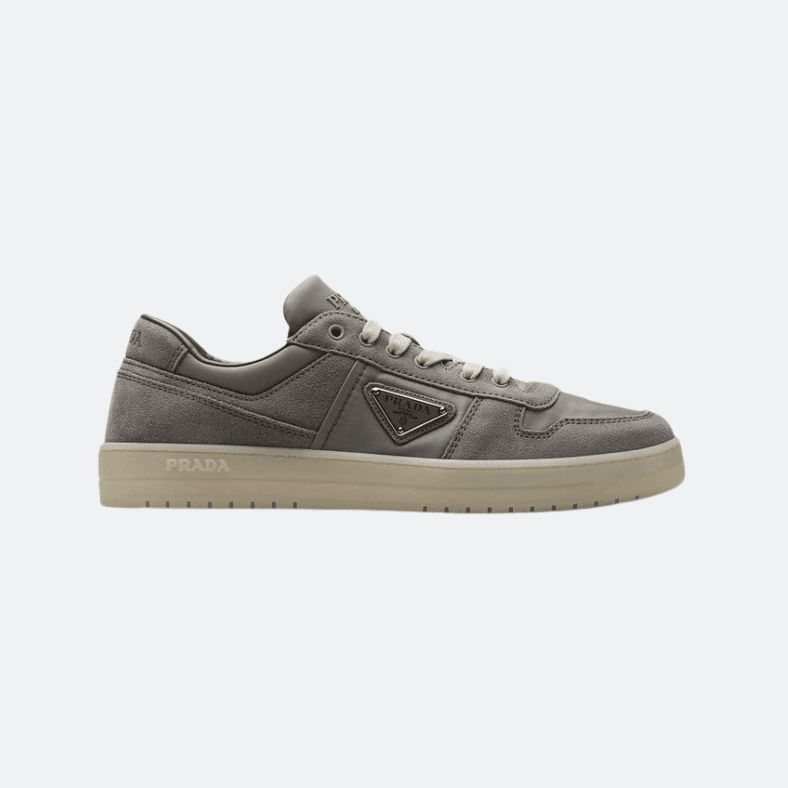 Prada Downtown Re-Nylon & Suede Sneakers for Men - Grey