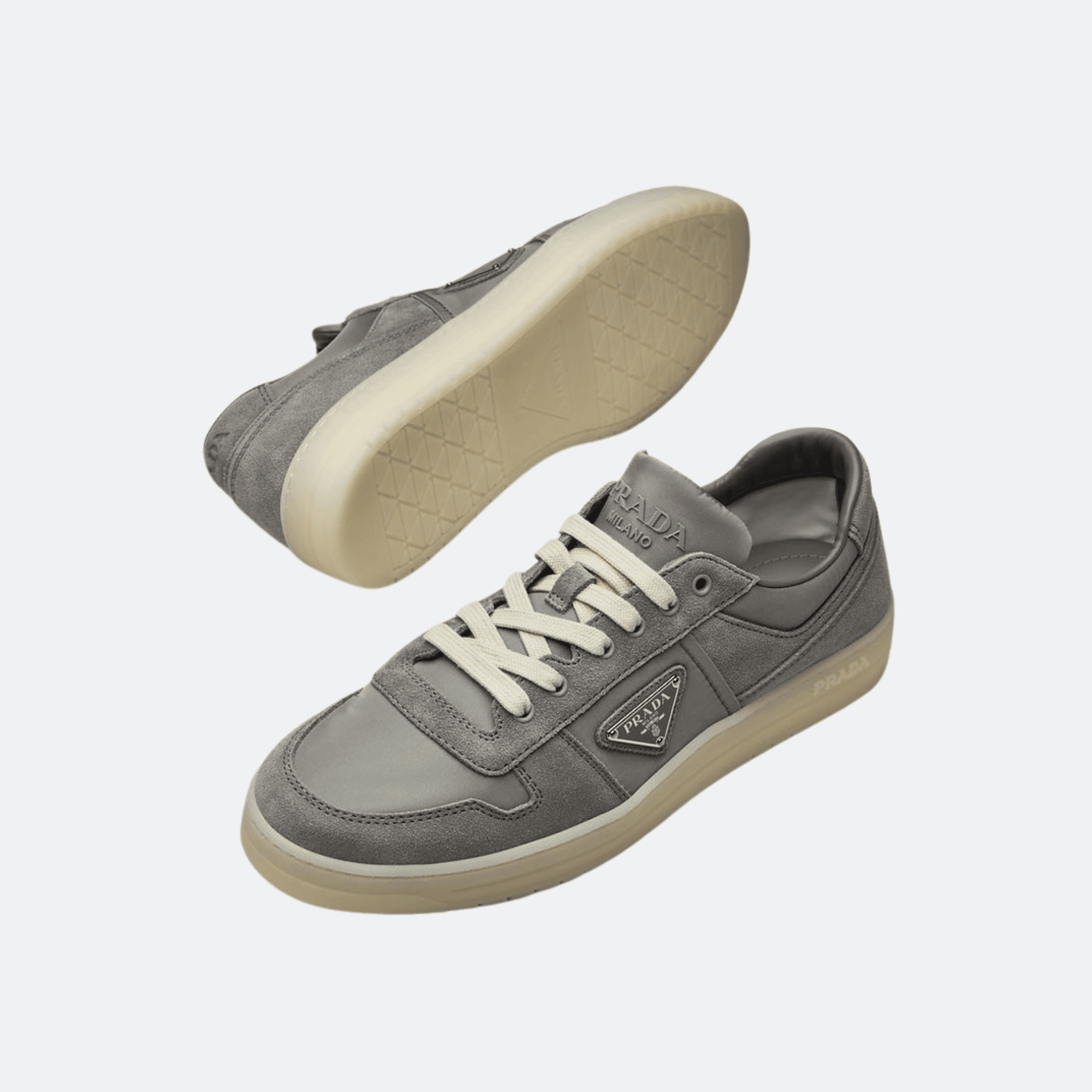 Prada Downtown Re-Nylon & Suede Sneakers for Men - Grey alternate
