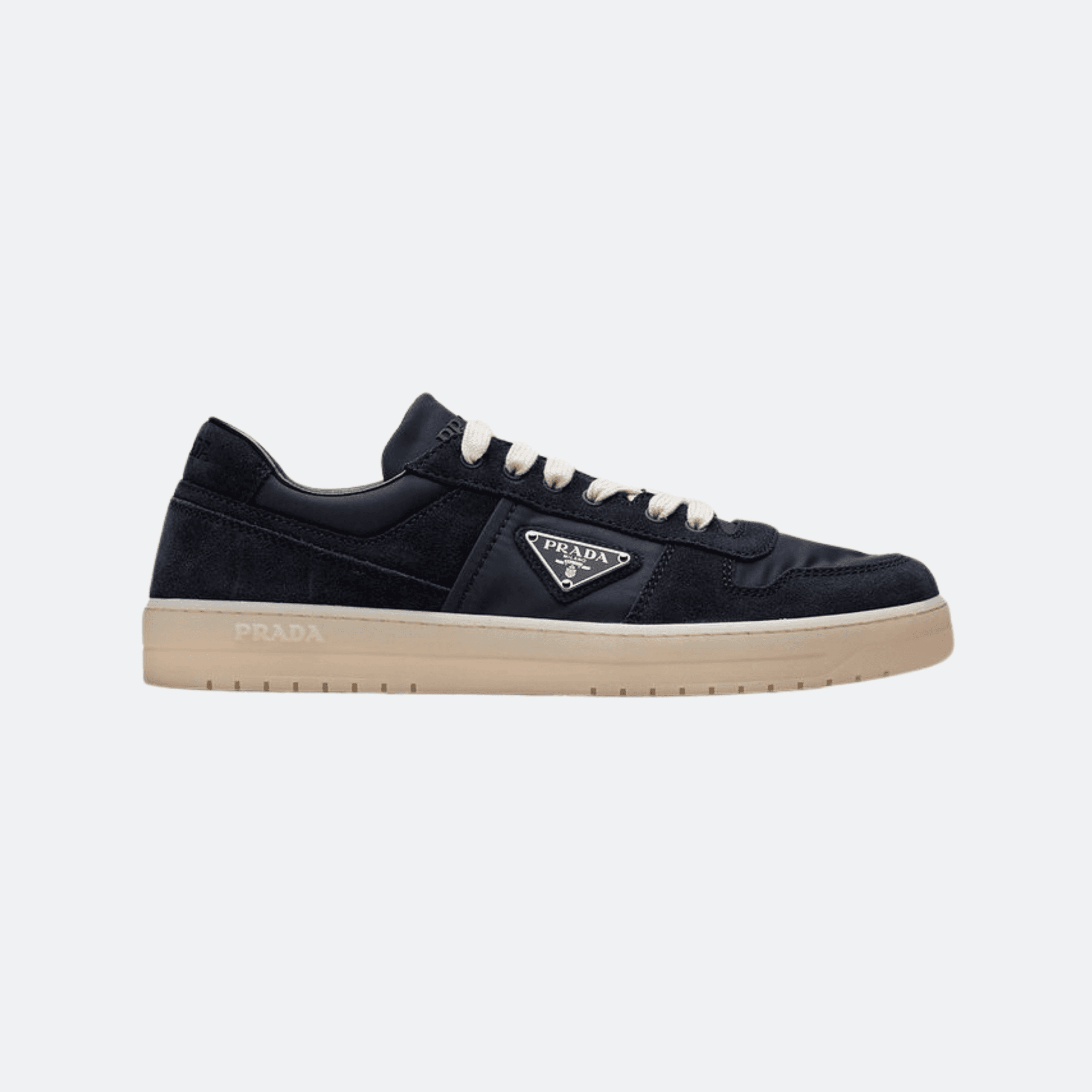 Prada Downtown Re-Nylon & Suede Sneakers for Men - Navy Blue