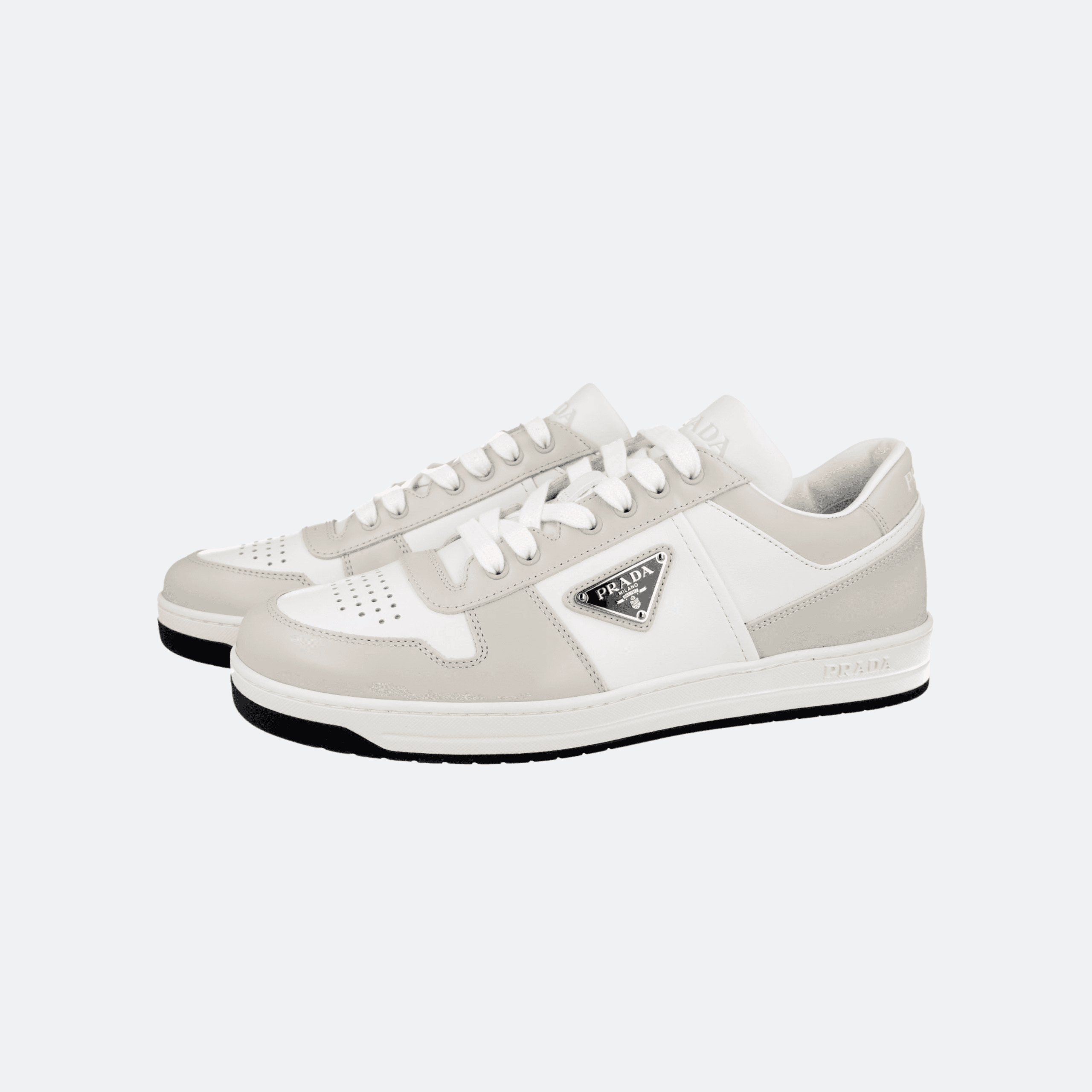 Prada Downtown White-Dusty Grey Leather Sneakers for Women alternate
