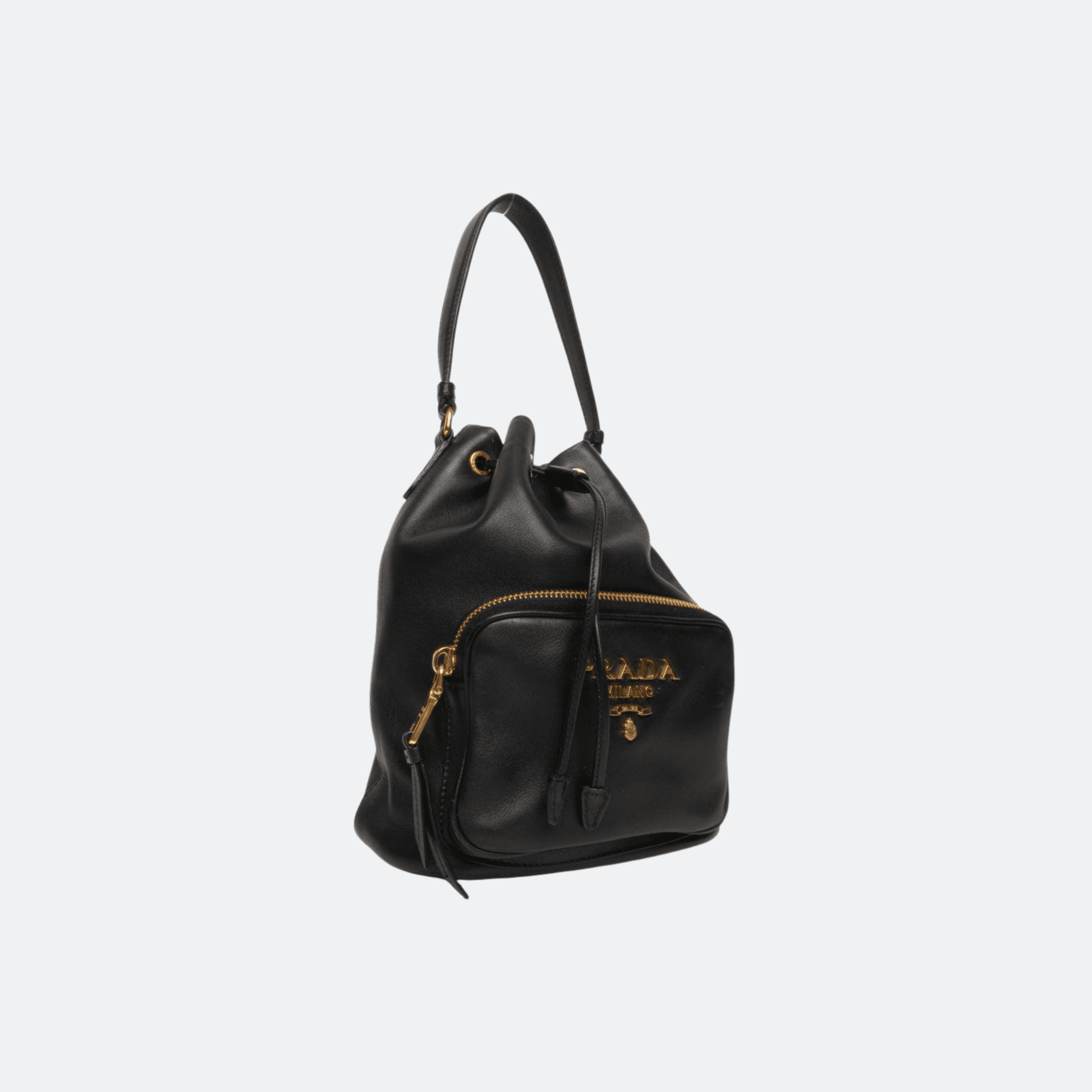Prada Duet Leather Small Bucket Bag — Black alternate