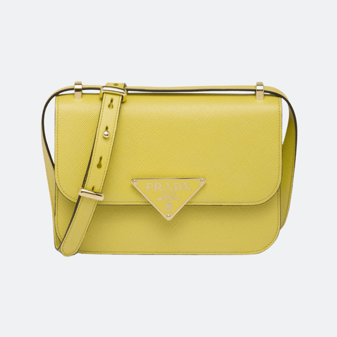 Prada Embleme Saffiano Yellow Bag