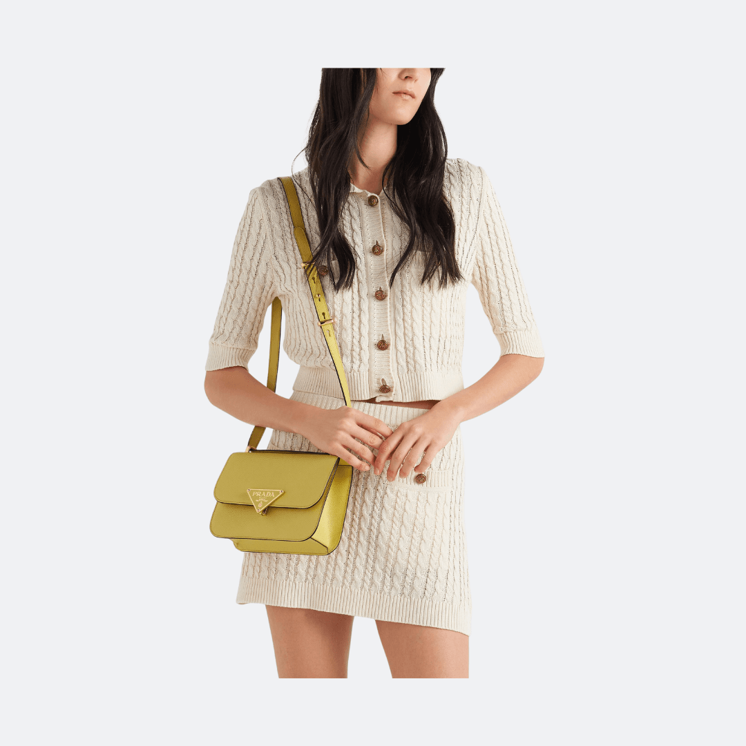 Prada Embleme Saffiano Yellow Bag alternate