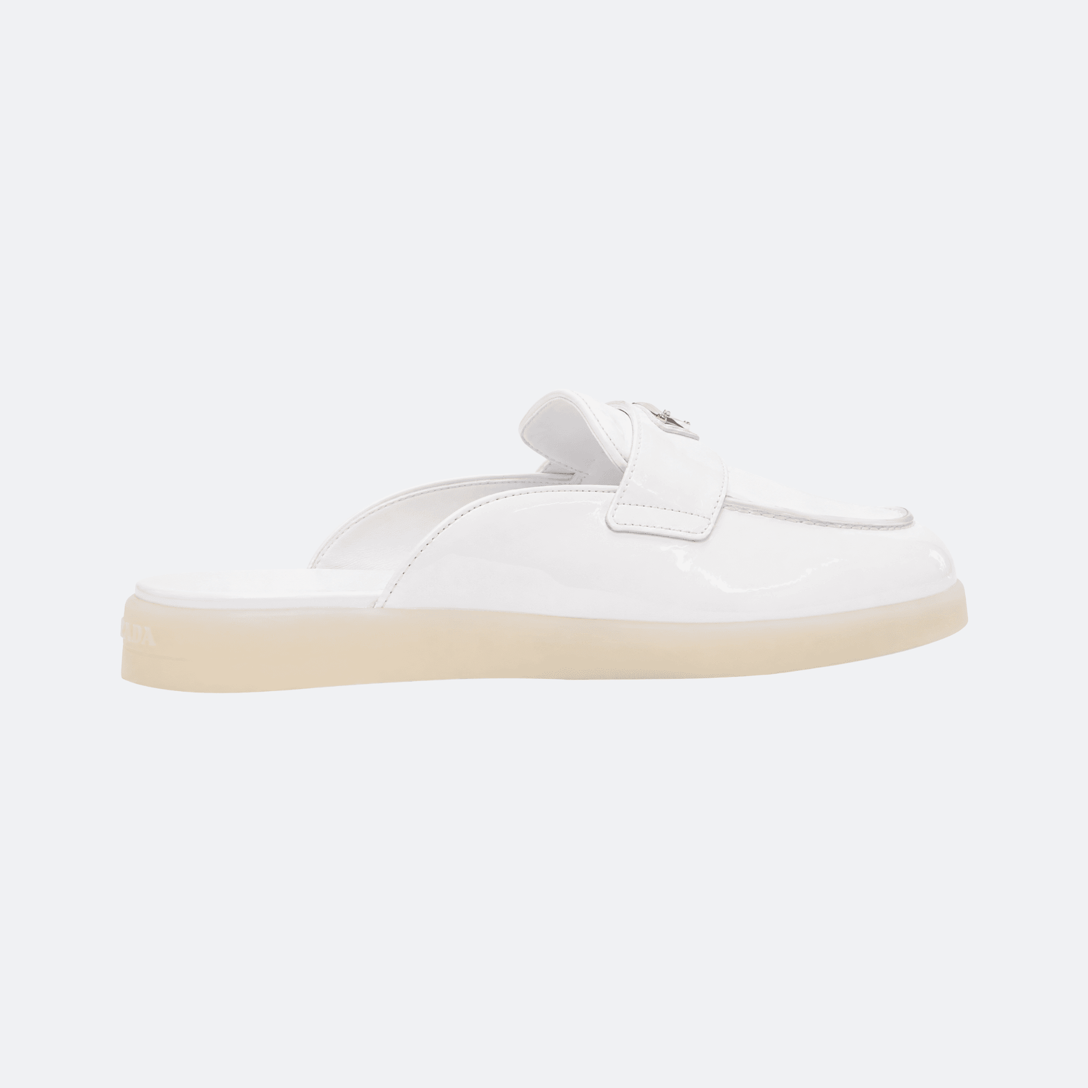 Prada Glossy Leather Mules For Women - White alternate