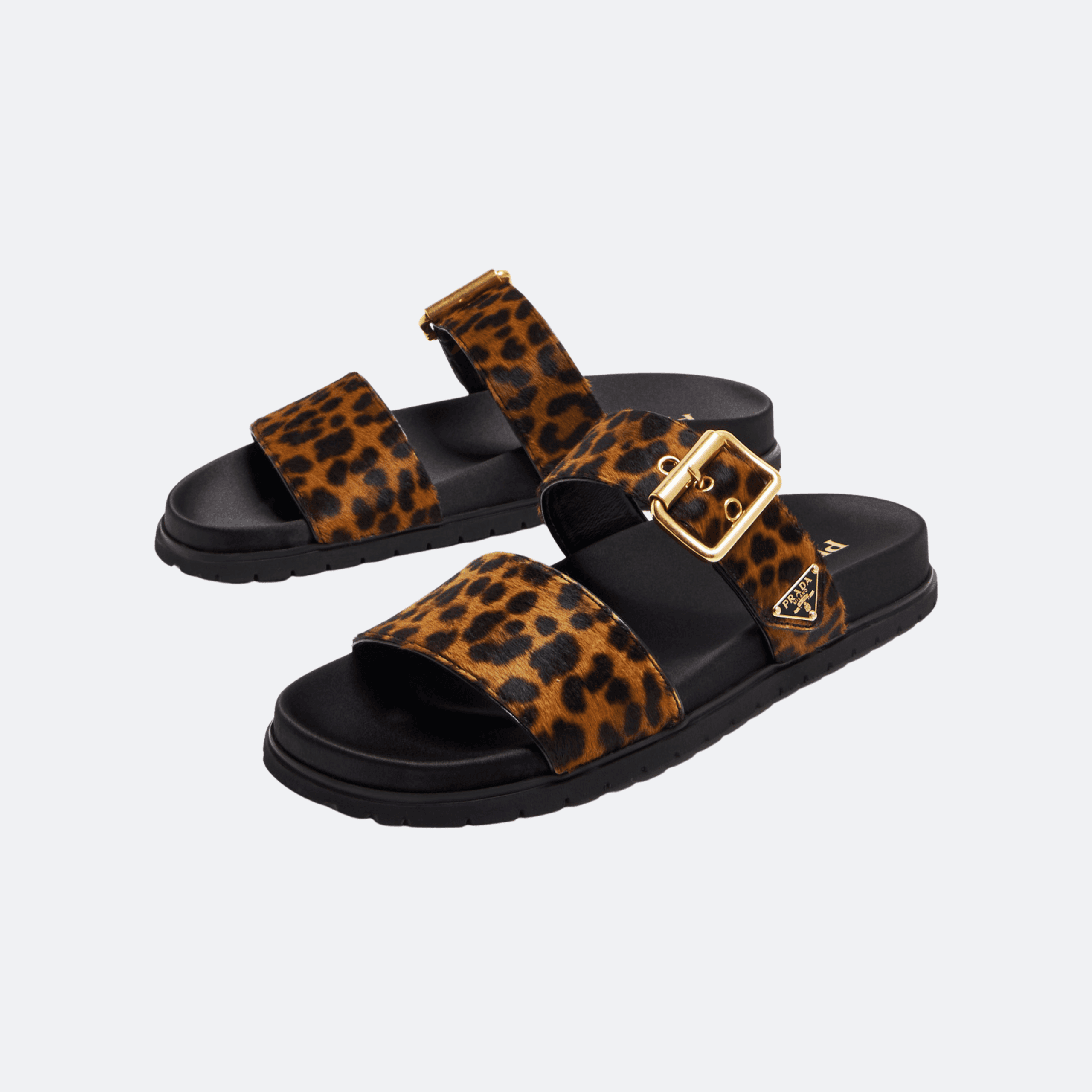 Prada Haircalf Leopard-Print Slide Sandals alternate