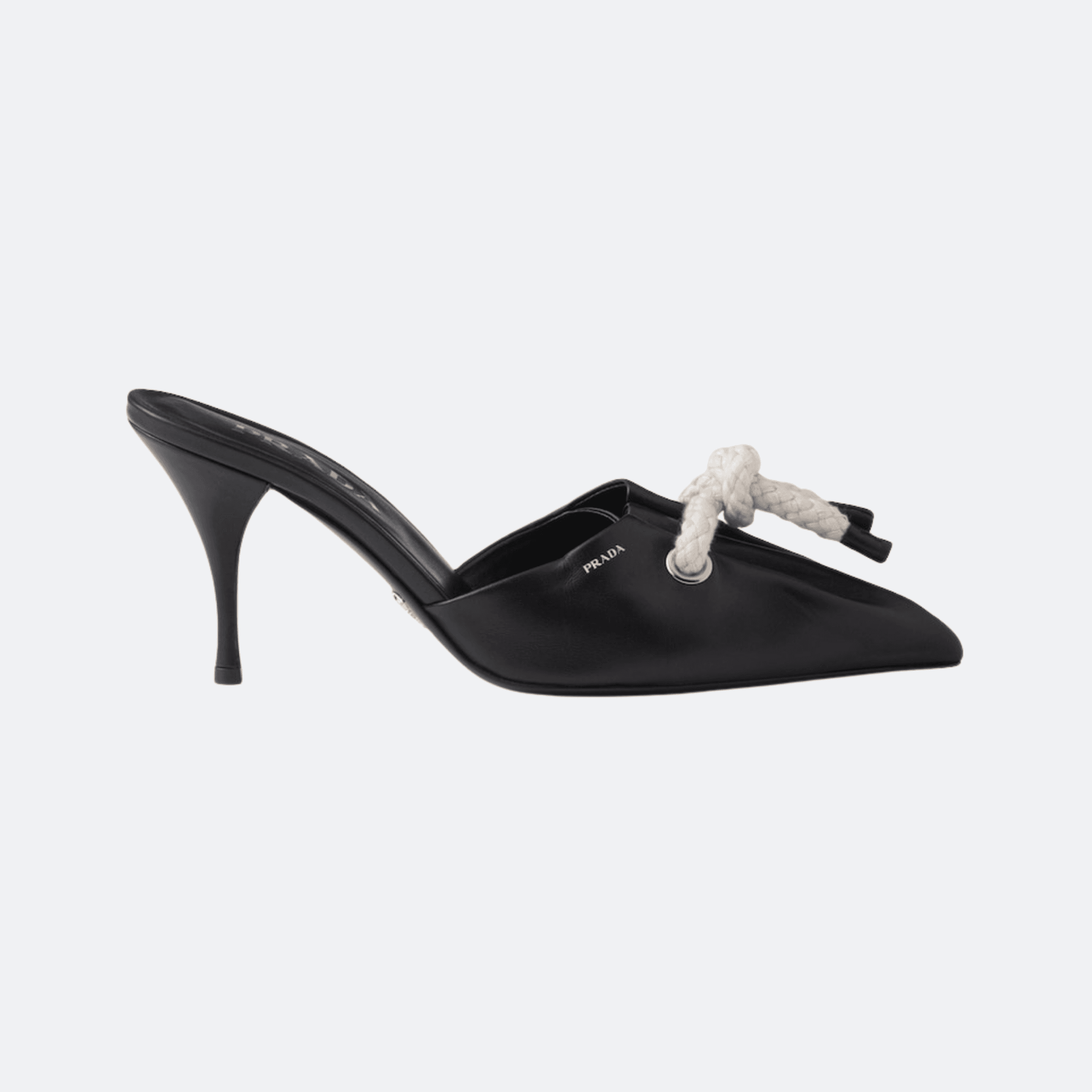 Prada Heeled Mules With Cord Detail for Women - Black