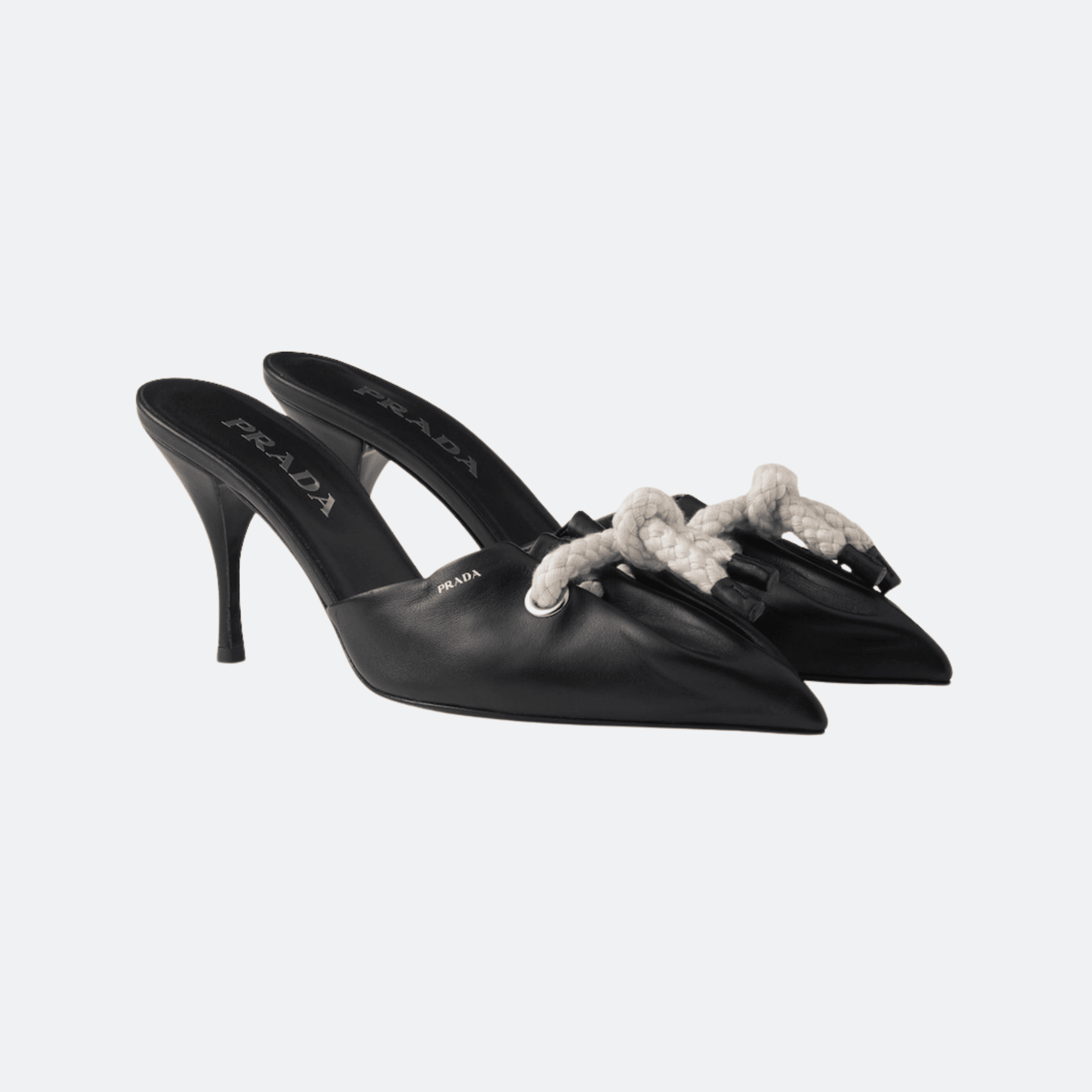 Prada Heeled Mules With Cord Detail for Women - Black alternate