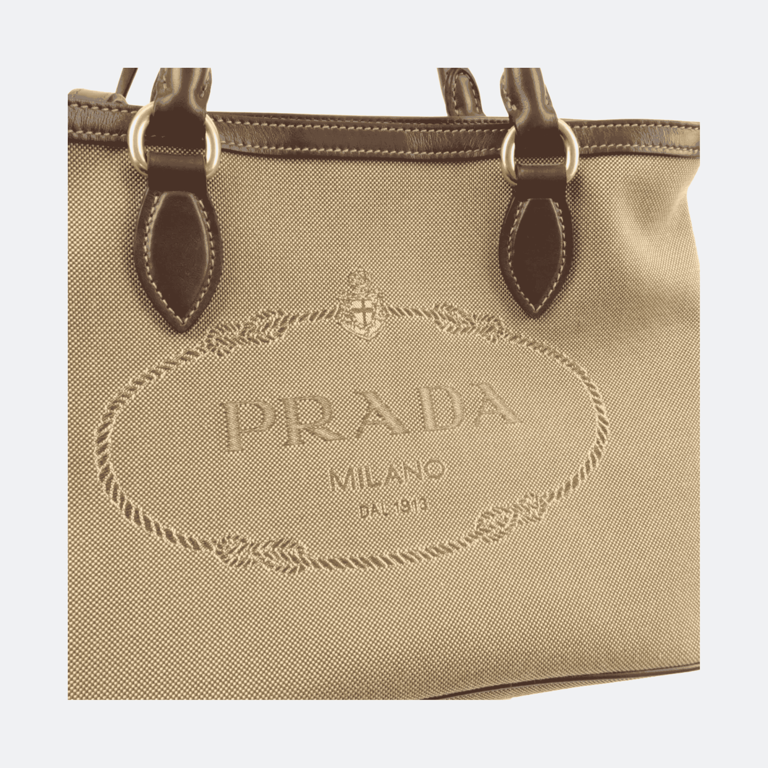 Prada Jacquard 1BA172 Canvas Tote Bag - Beige/Brown alternate
