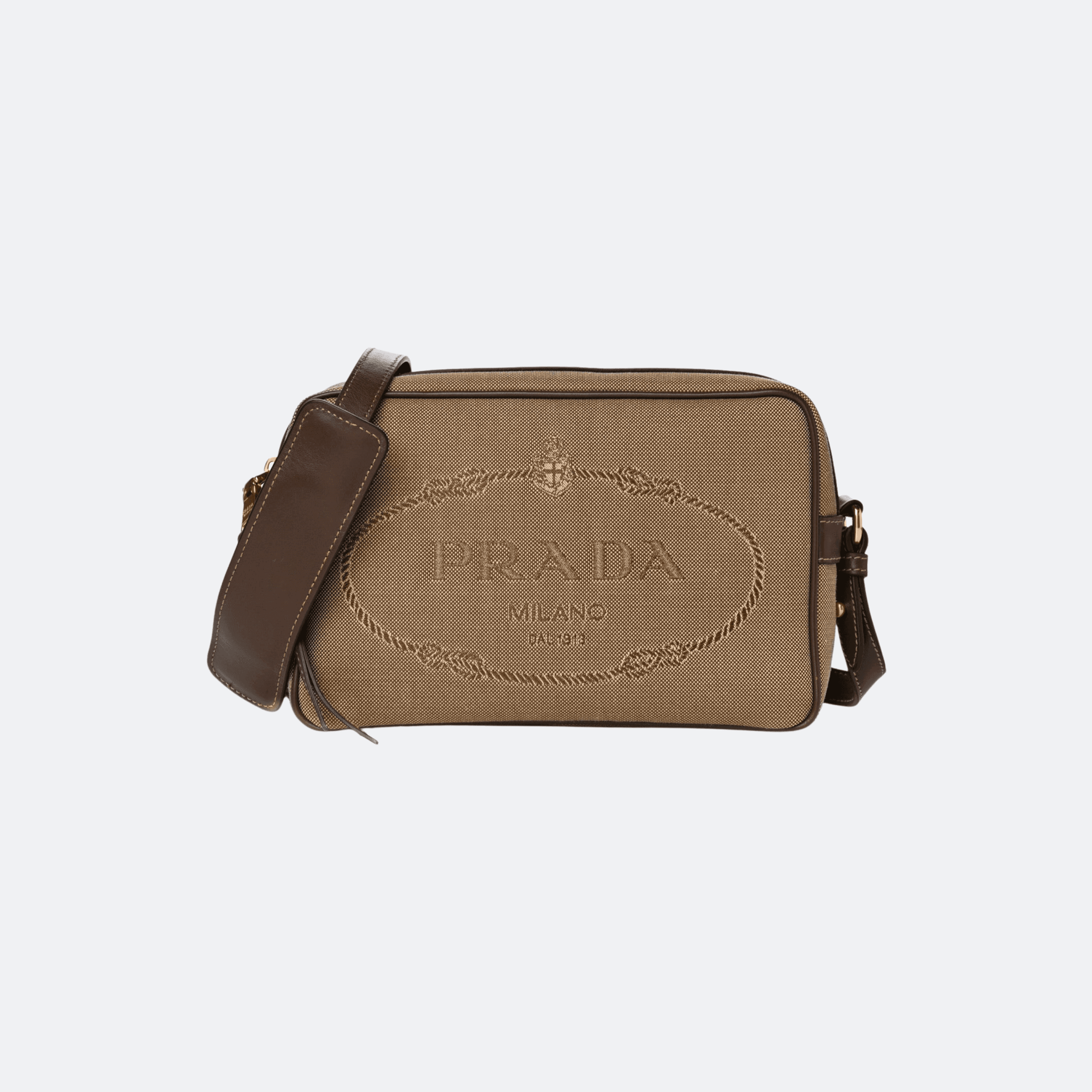 Prada Jacquard Canvas Camera Bag - Beige