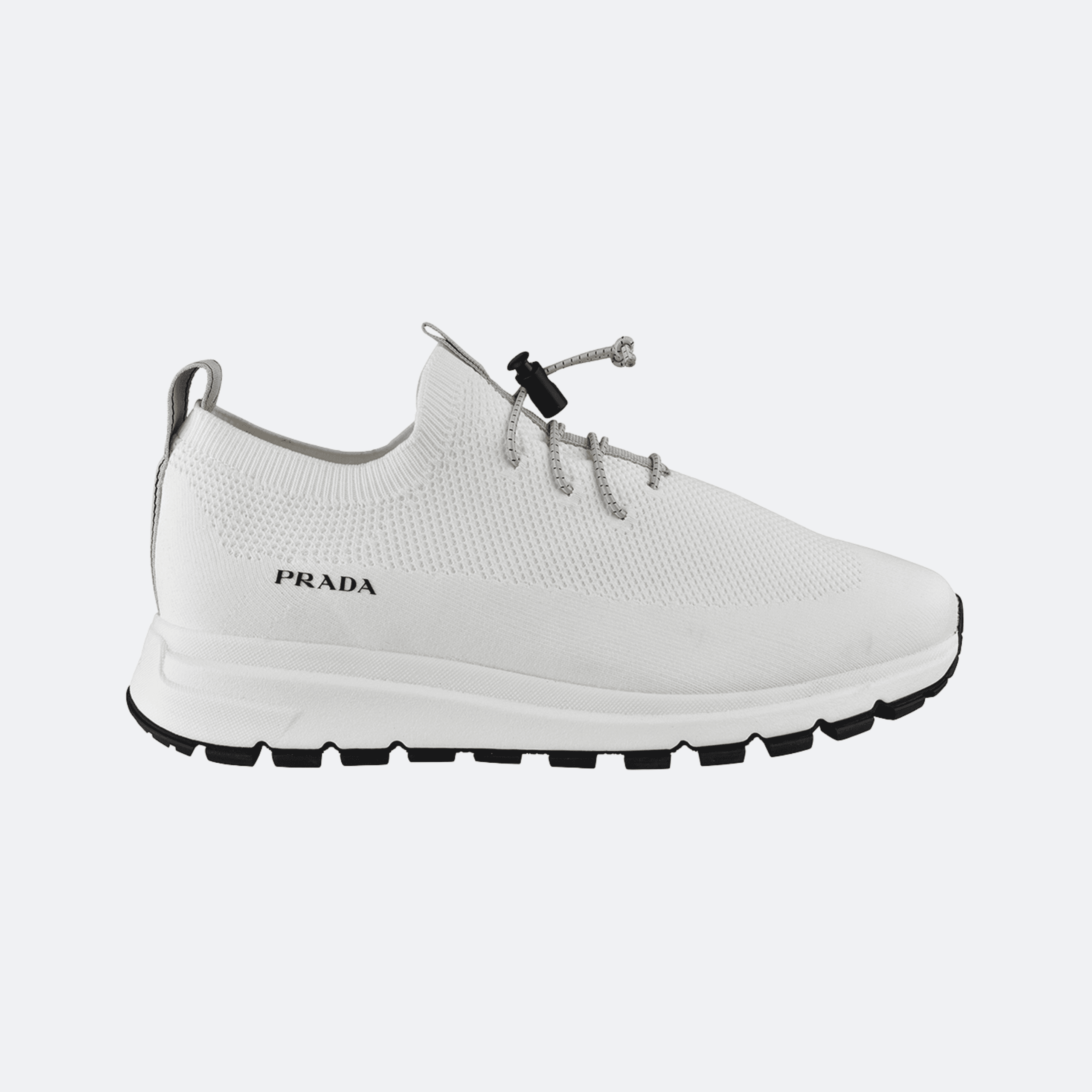 Prada Knit Fabric Slip On Sneakers For Men - White