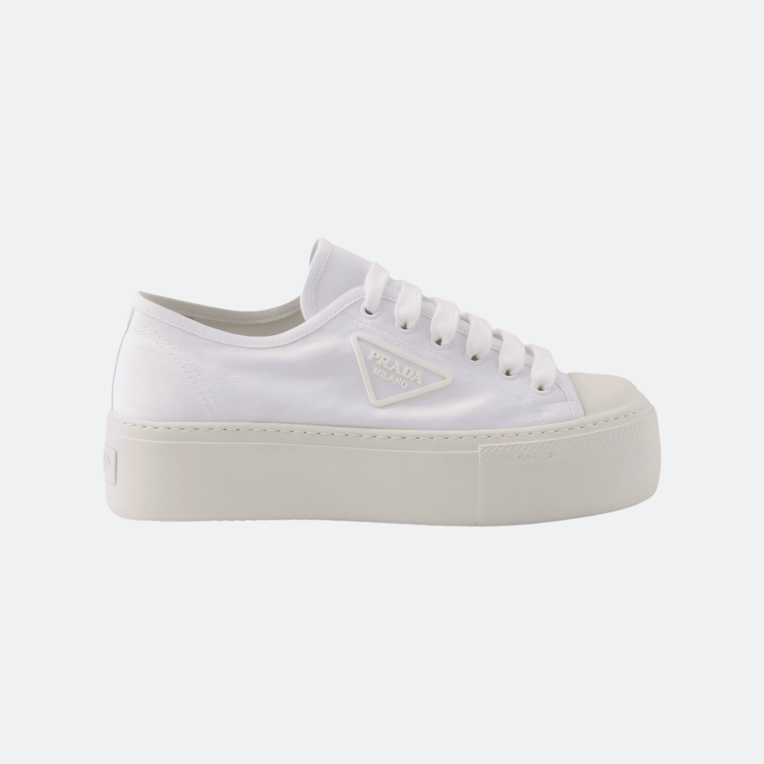 Prada Laced Up Low Top Sneakers for Women - White