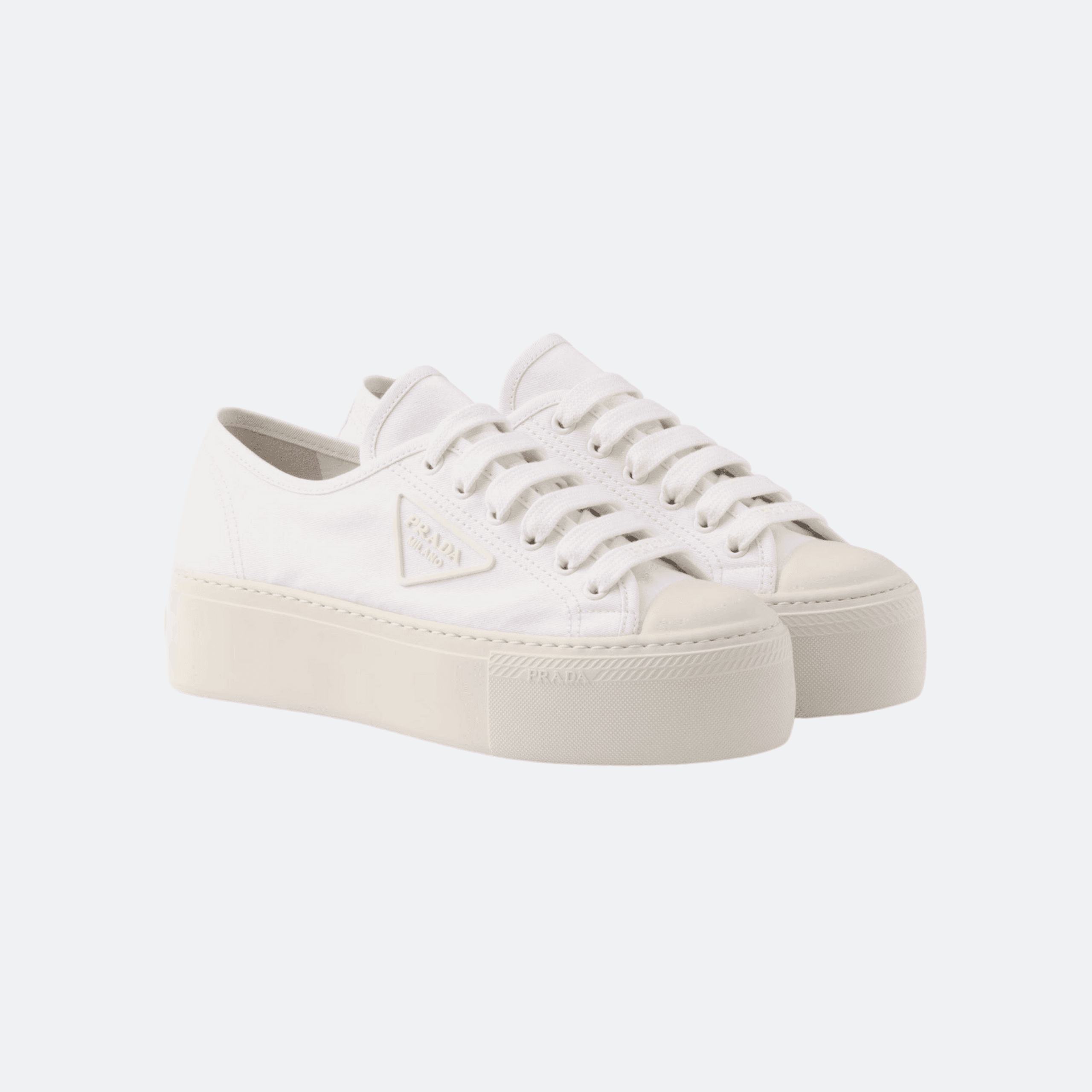 Prada Laced Up Low Top Sneakers for Women - White alternate