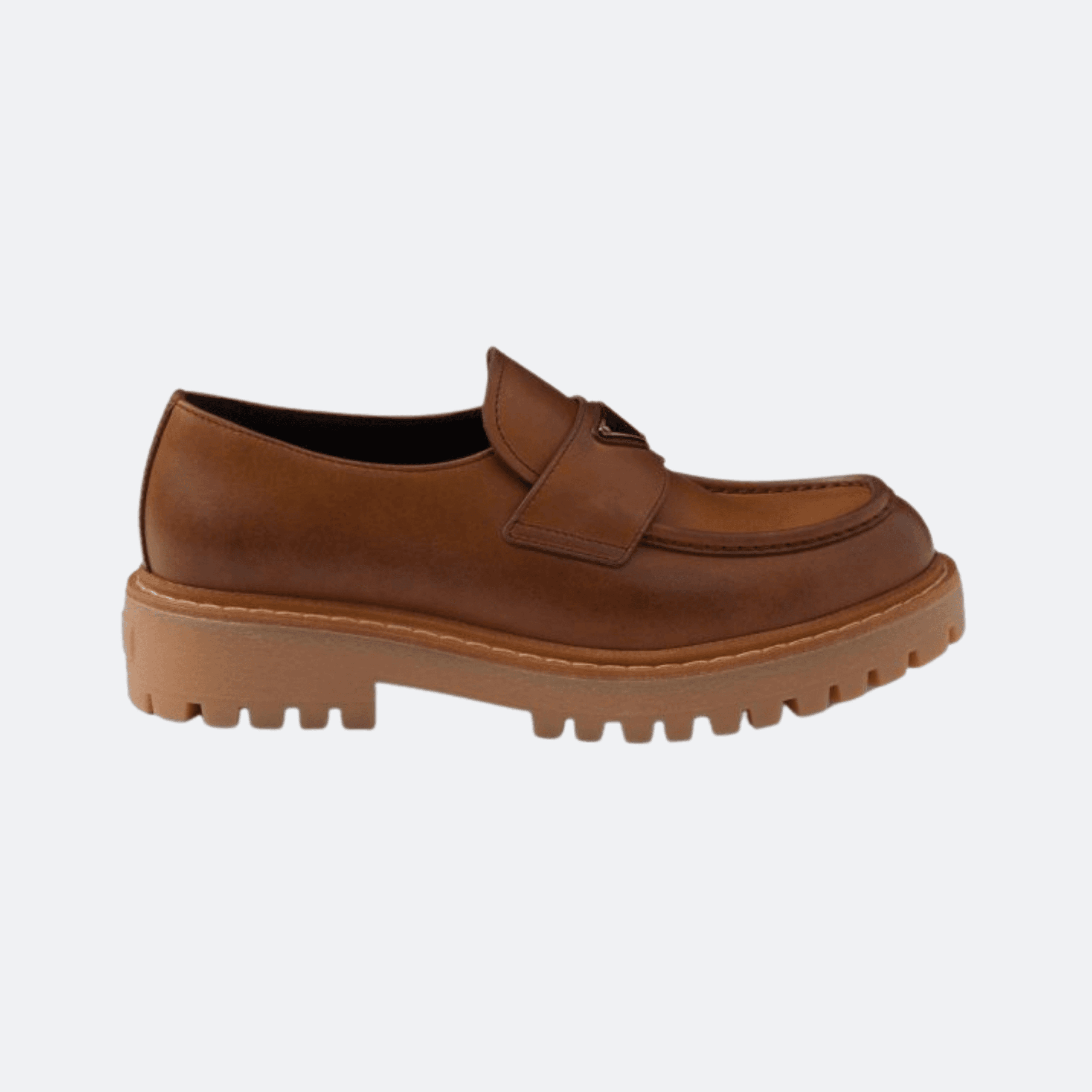 Prada Leather Loafers for Women - Brown