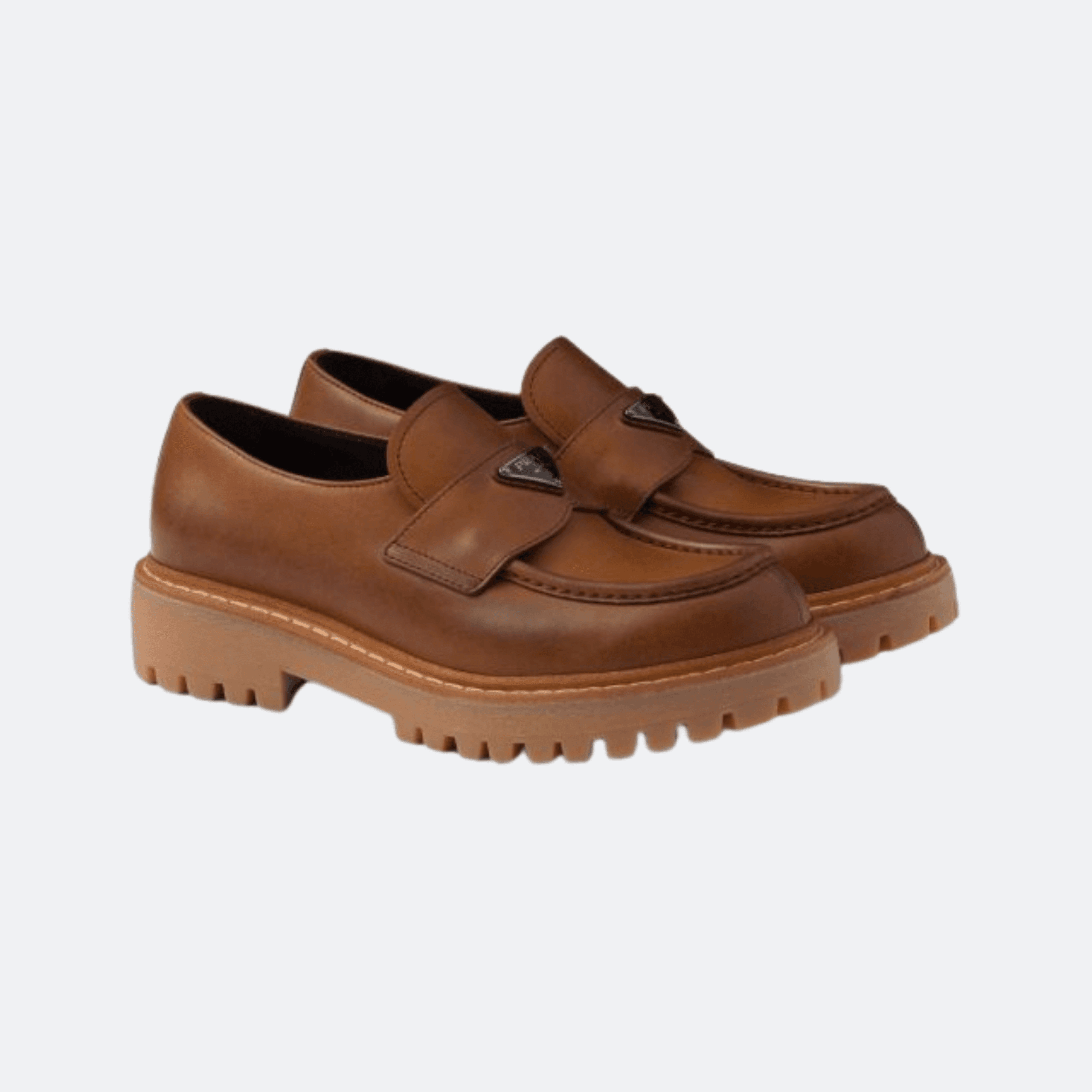 Prada Leather Loafers for Women - Brown alternate