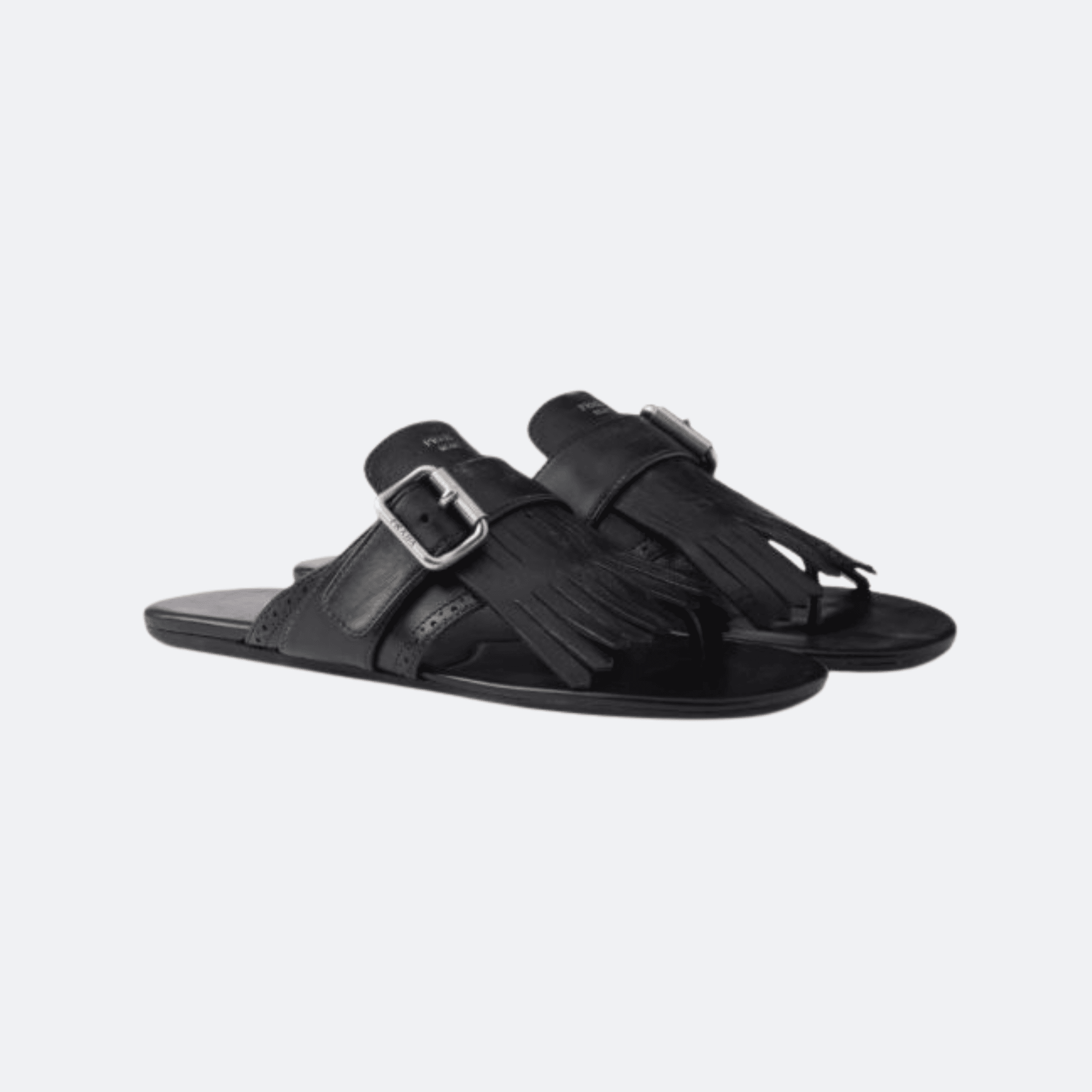 Prada Leather Thong Sandals for Women - Black alternate