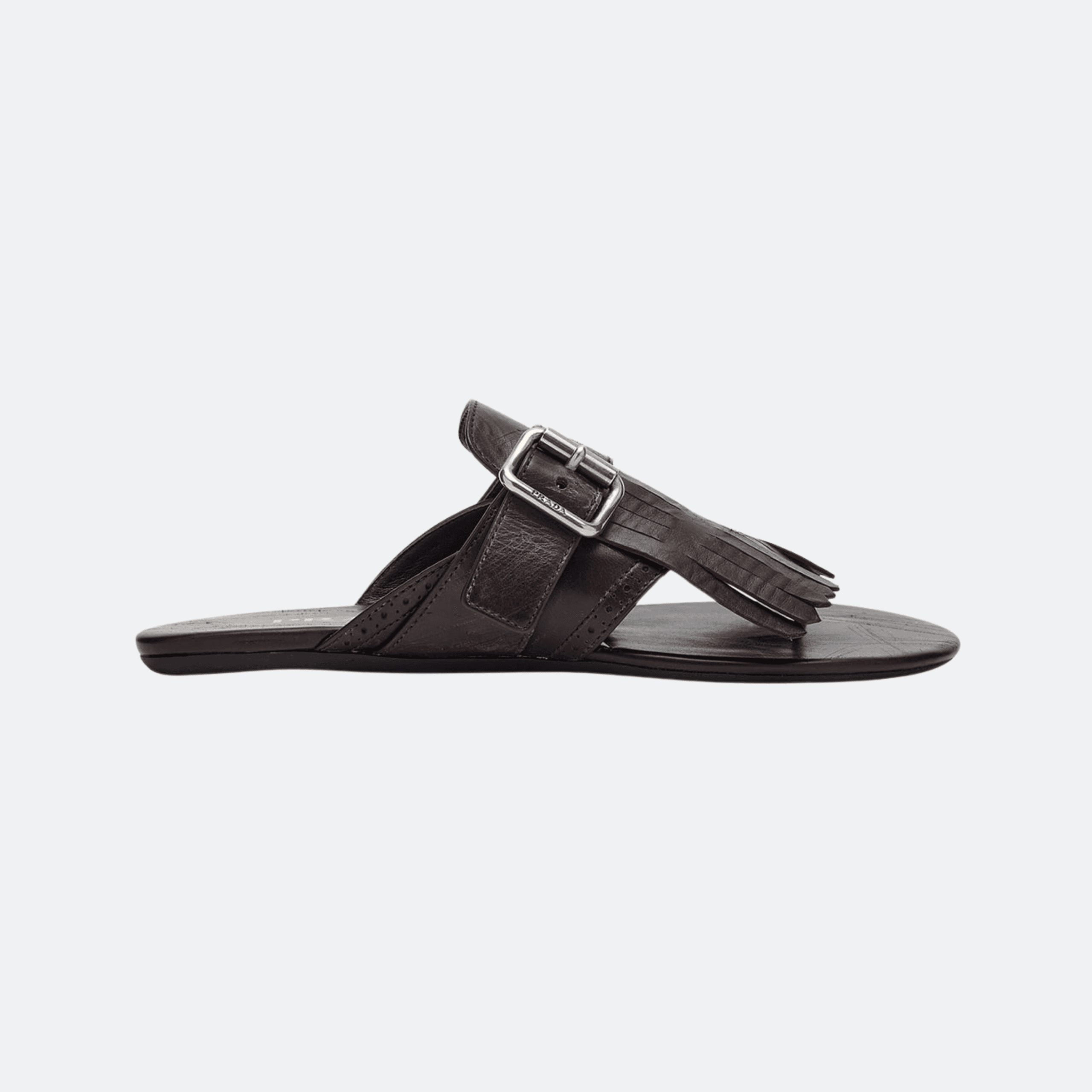 Prada Leather Thong Sandals for Women - Dark Brown