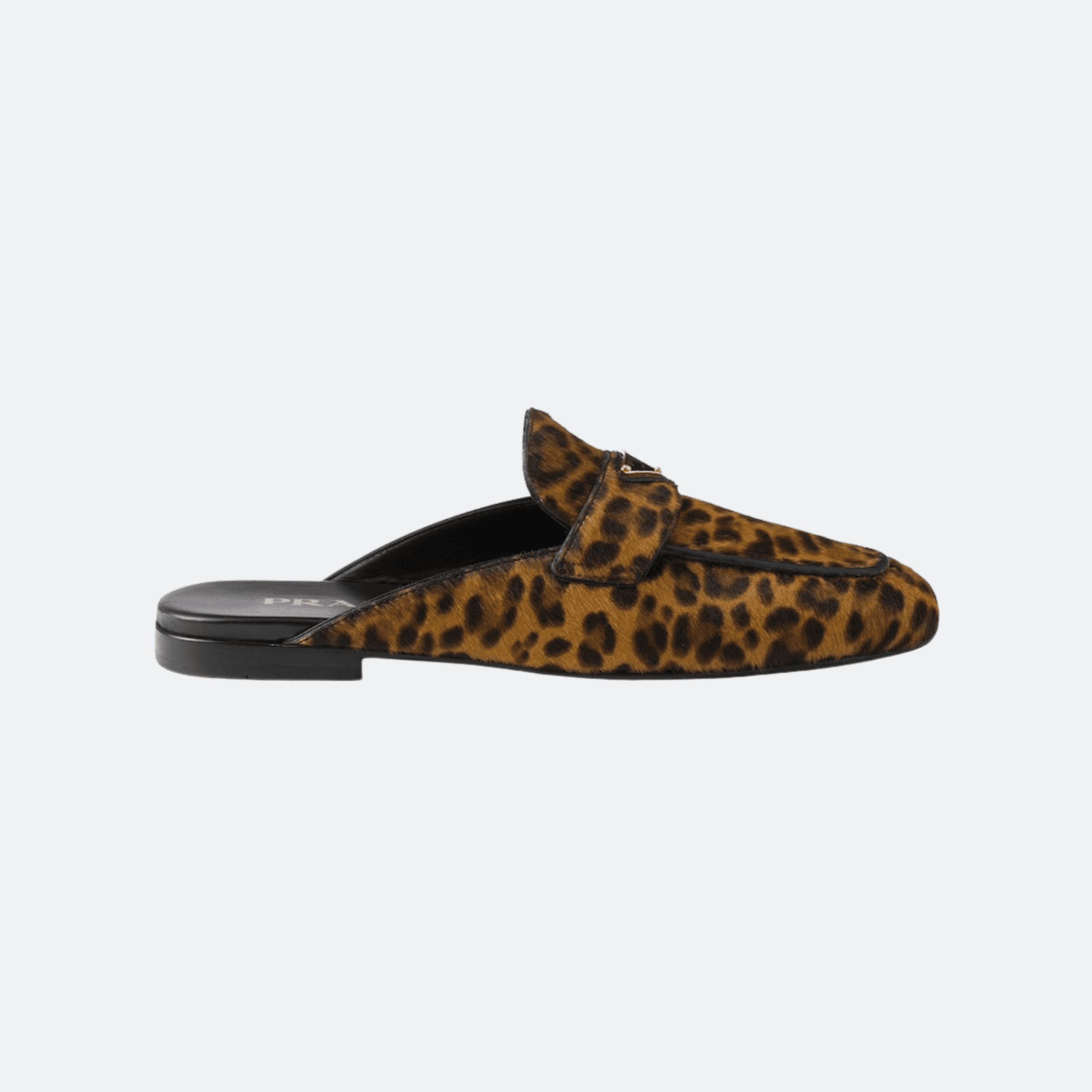 Prada Leopard-Print Fur Mules for Women - Brown/Black