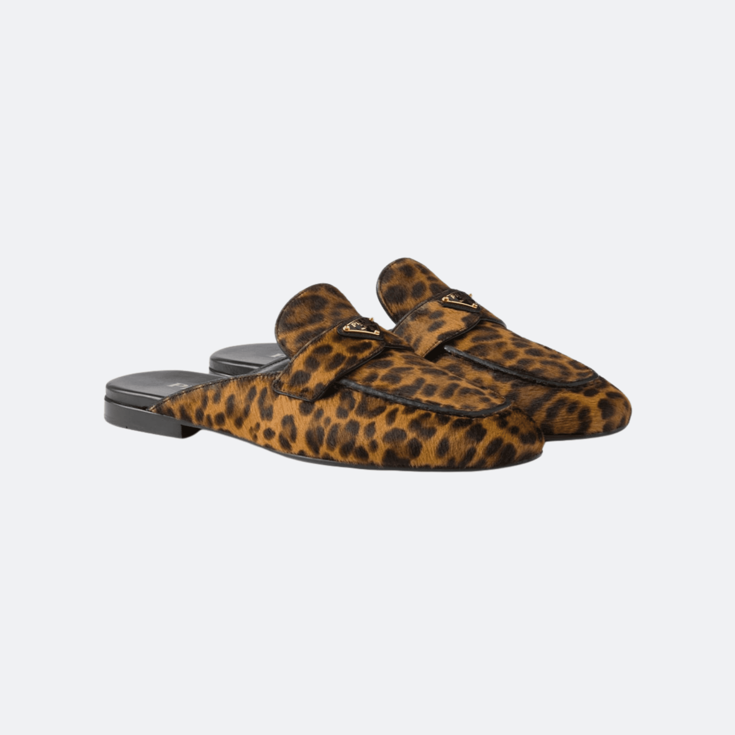 Prada Leopard-Print Fur Mules for Women - Brown/Black alternate