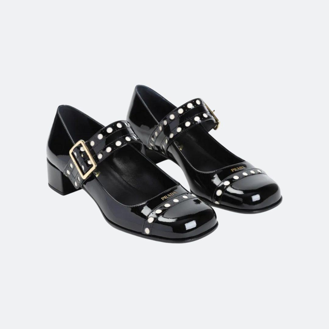 Prada Mary Jane Black Leather Pumps alternate