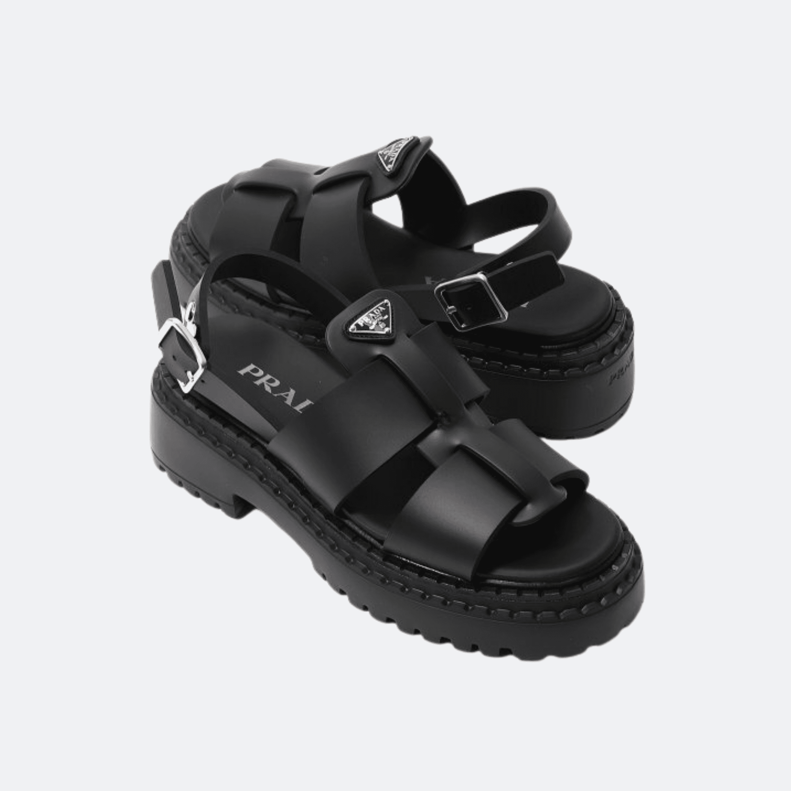 Prada – Monolith Leather Sandals - Black alternate