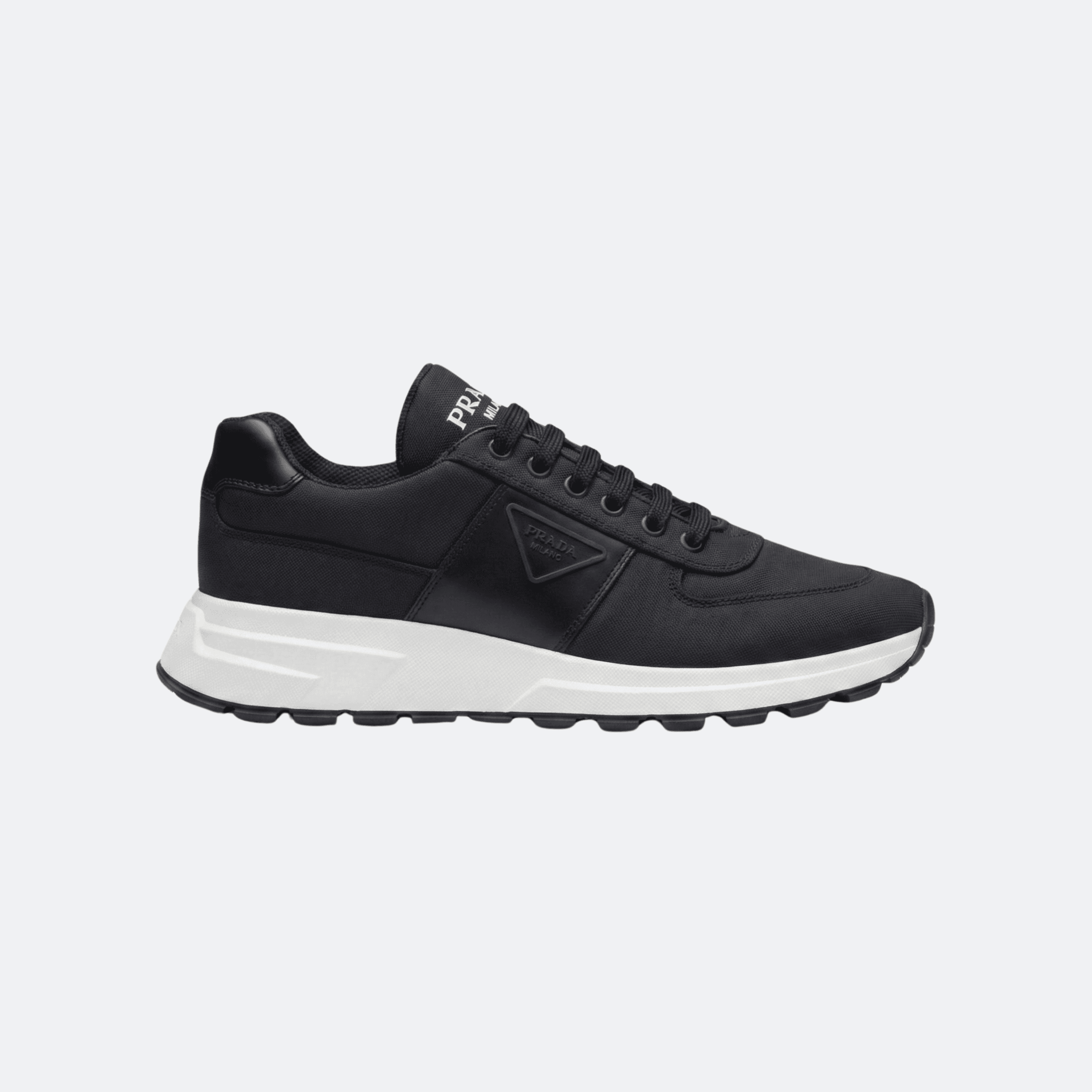 Prada Nylon & Leather Panel Low-Top Navy Blue-White Sole Men Sneakers