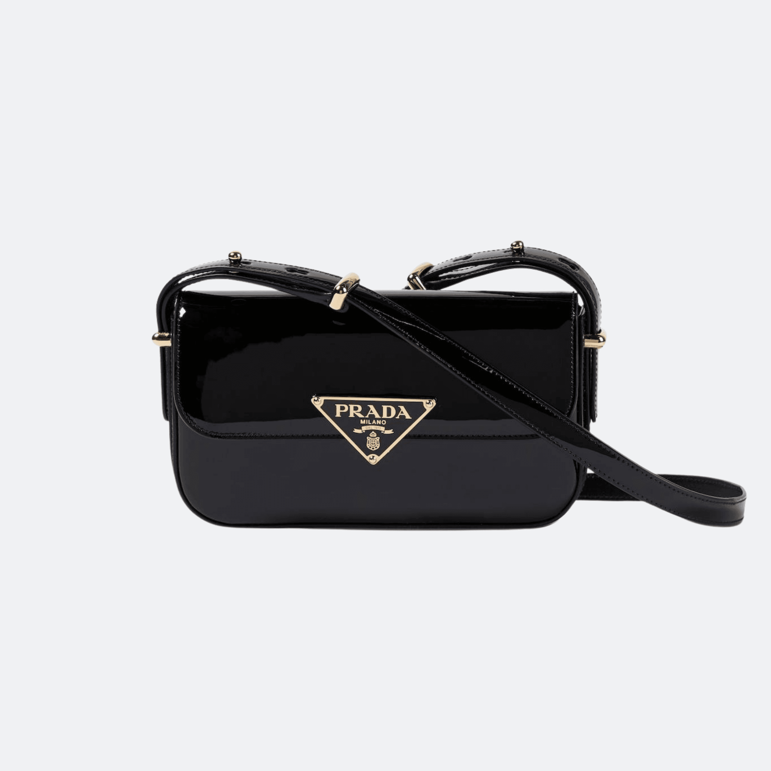 Prada Patent Leather Shoulder Bag for Women - Black