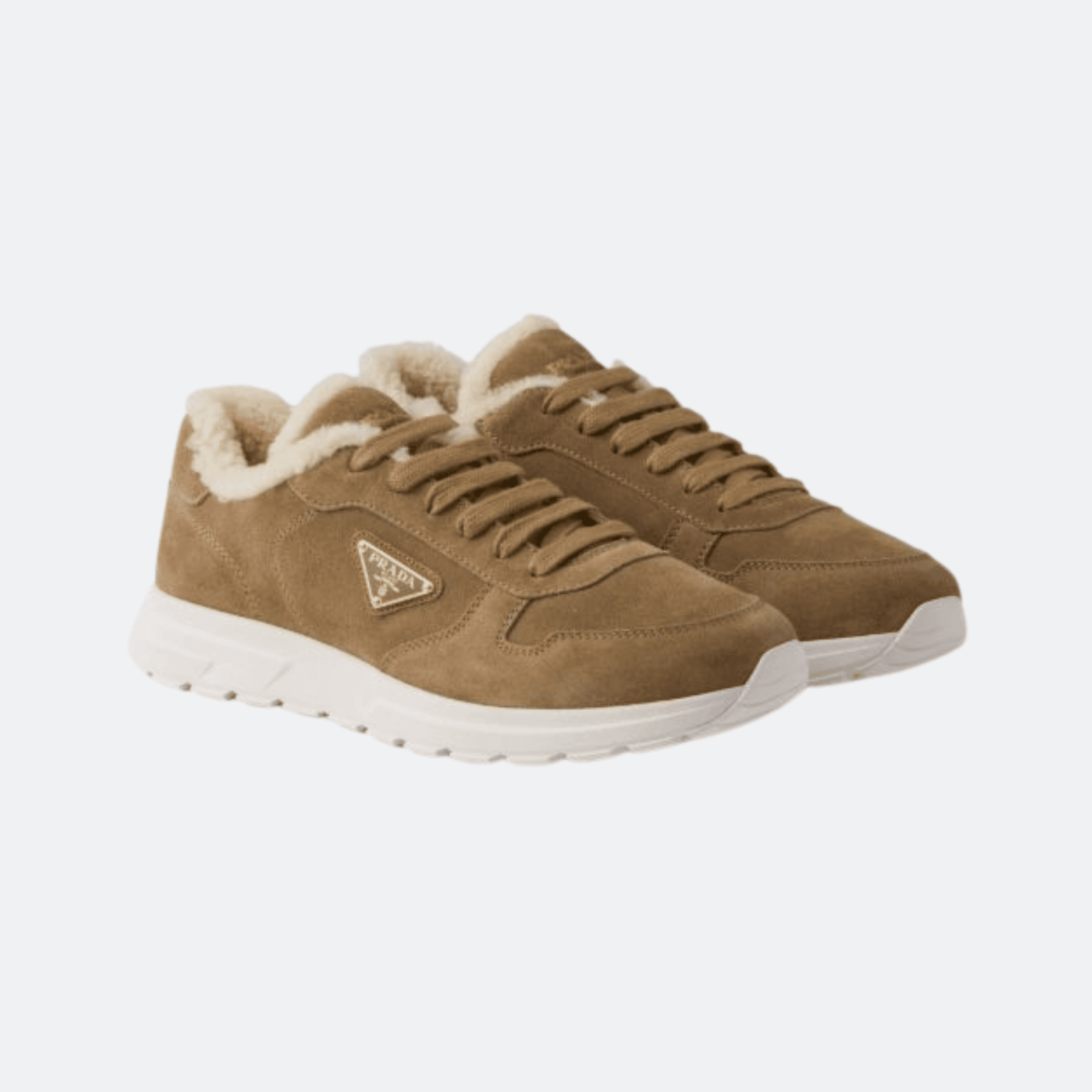 Prada Prax Suede Sneakers With Shearling Lining And Triangle Logo - Camel alternate
