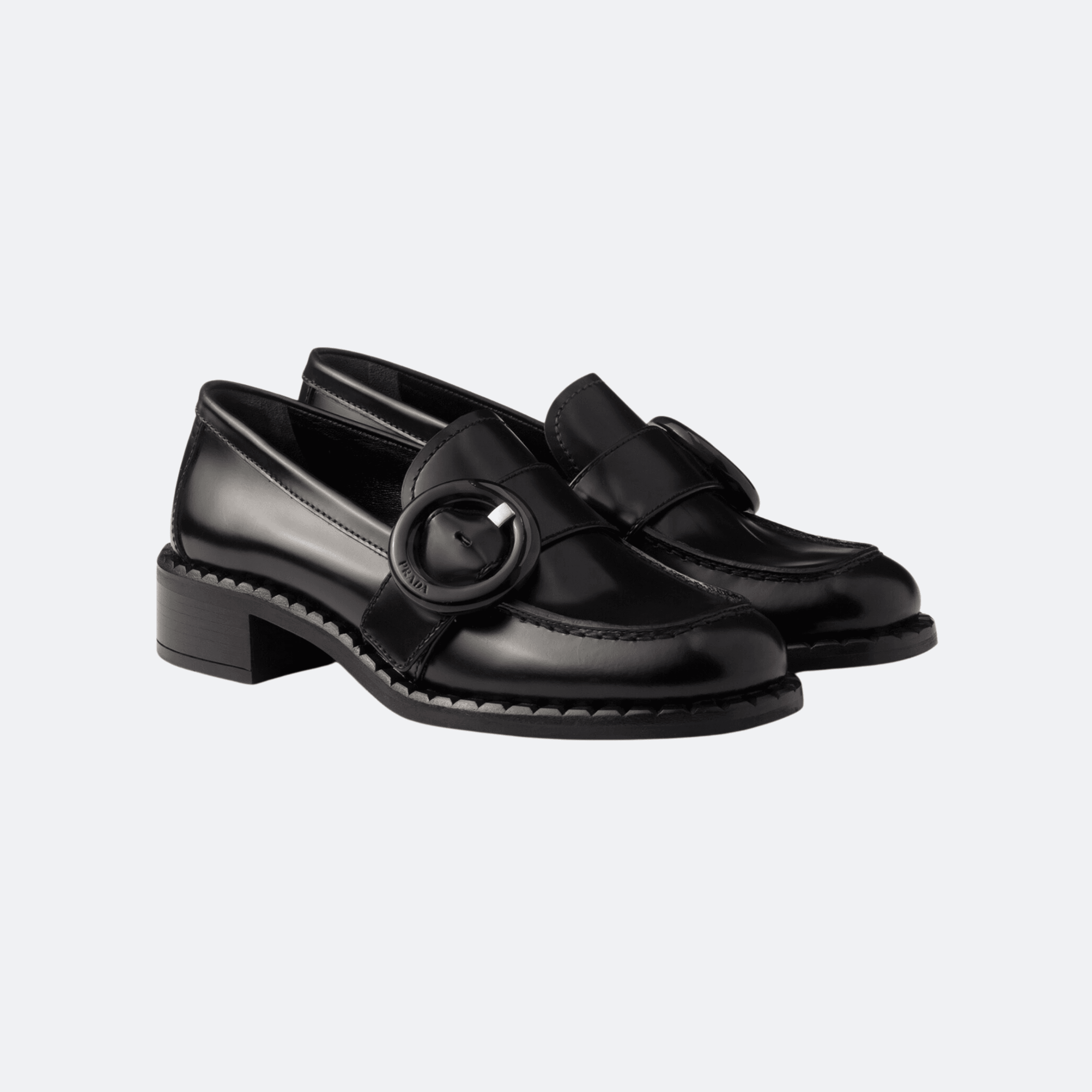 Prada Sienna Patent Leather Buckle Loafers - Black alternate