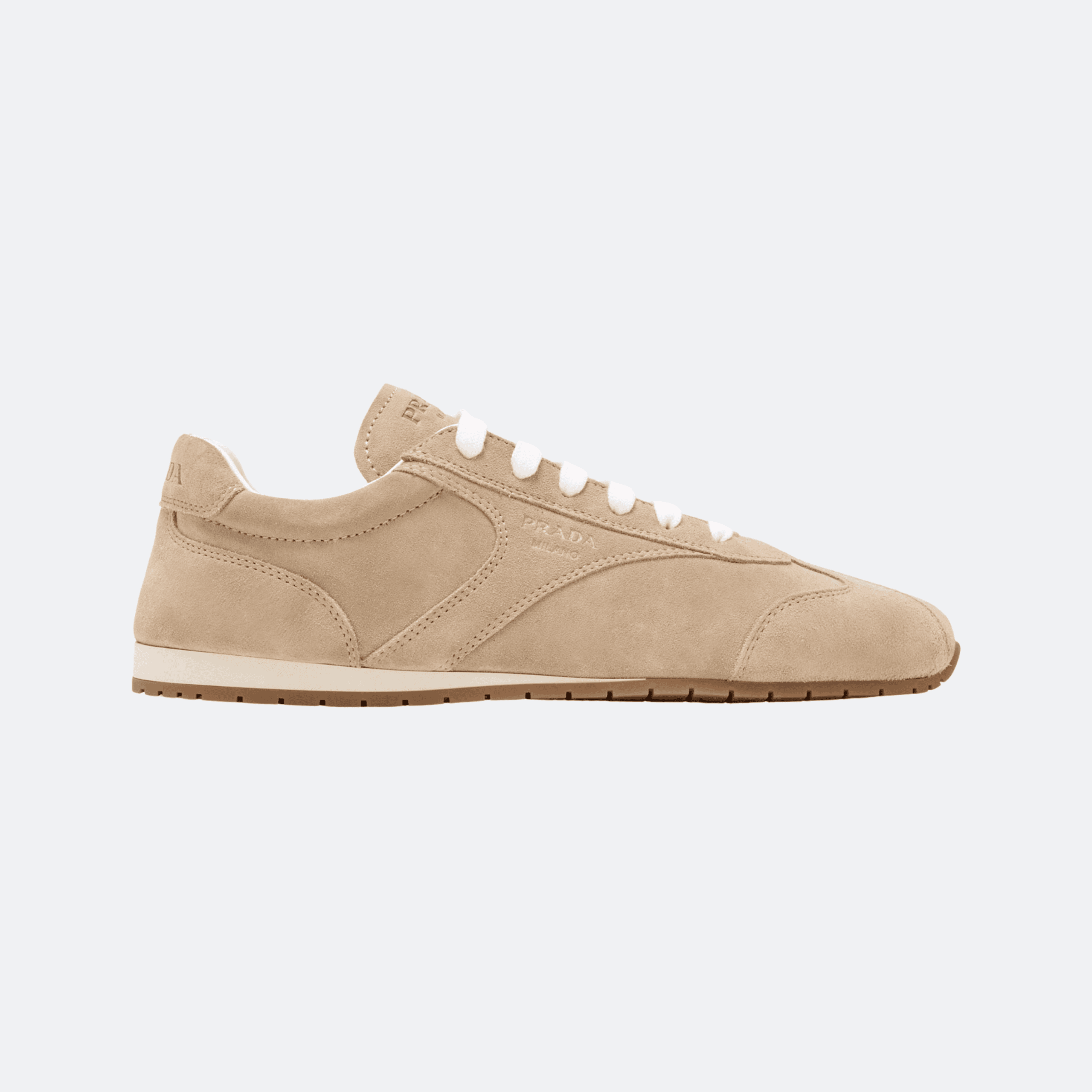 Prada Spark Suede Sneakers For Women - Beige