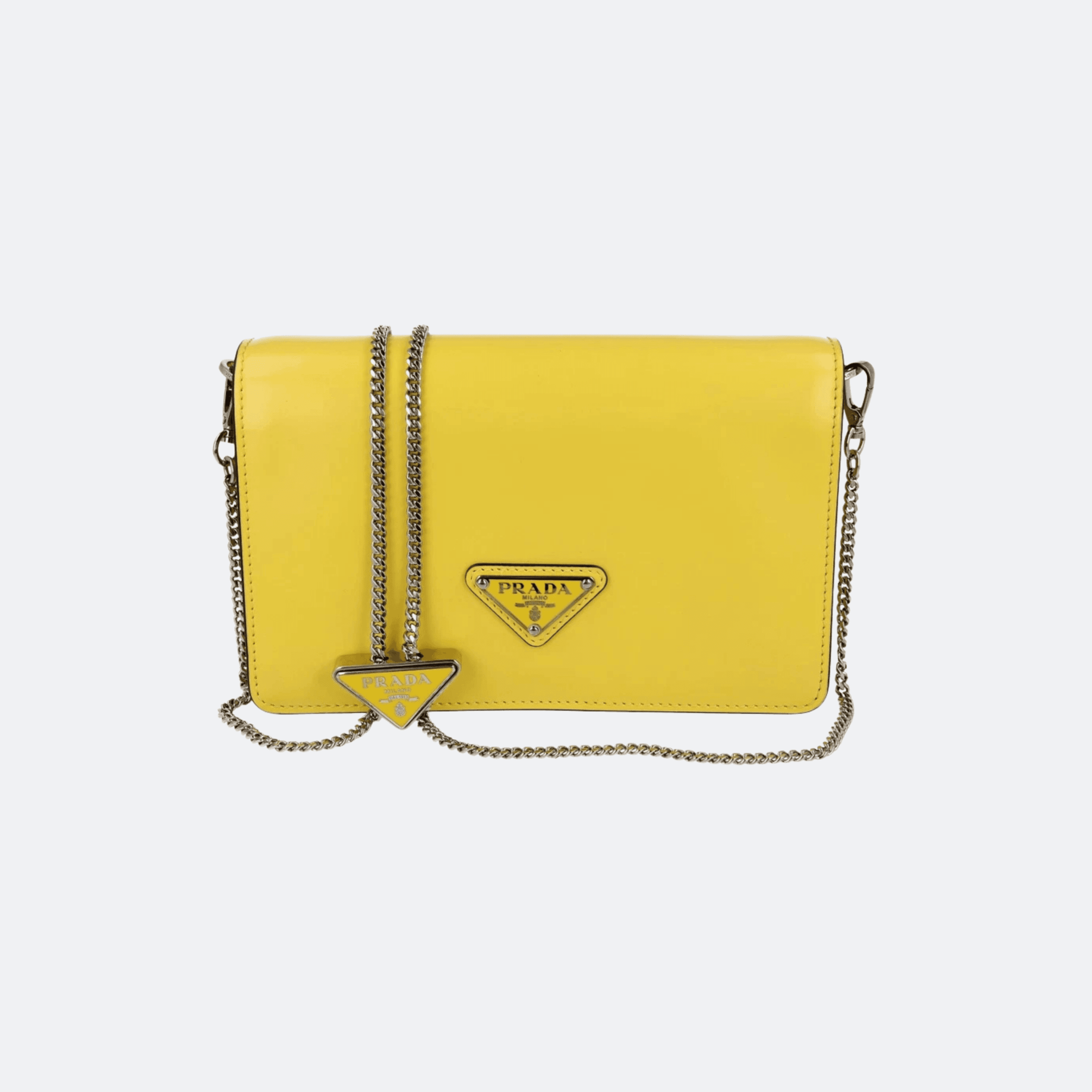 Prada Spazzolato Leather Shoulder Bag for Women - Yellow