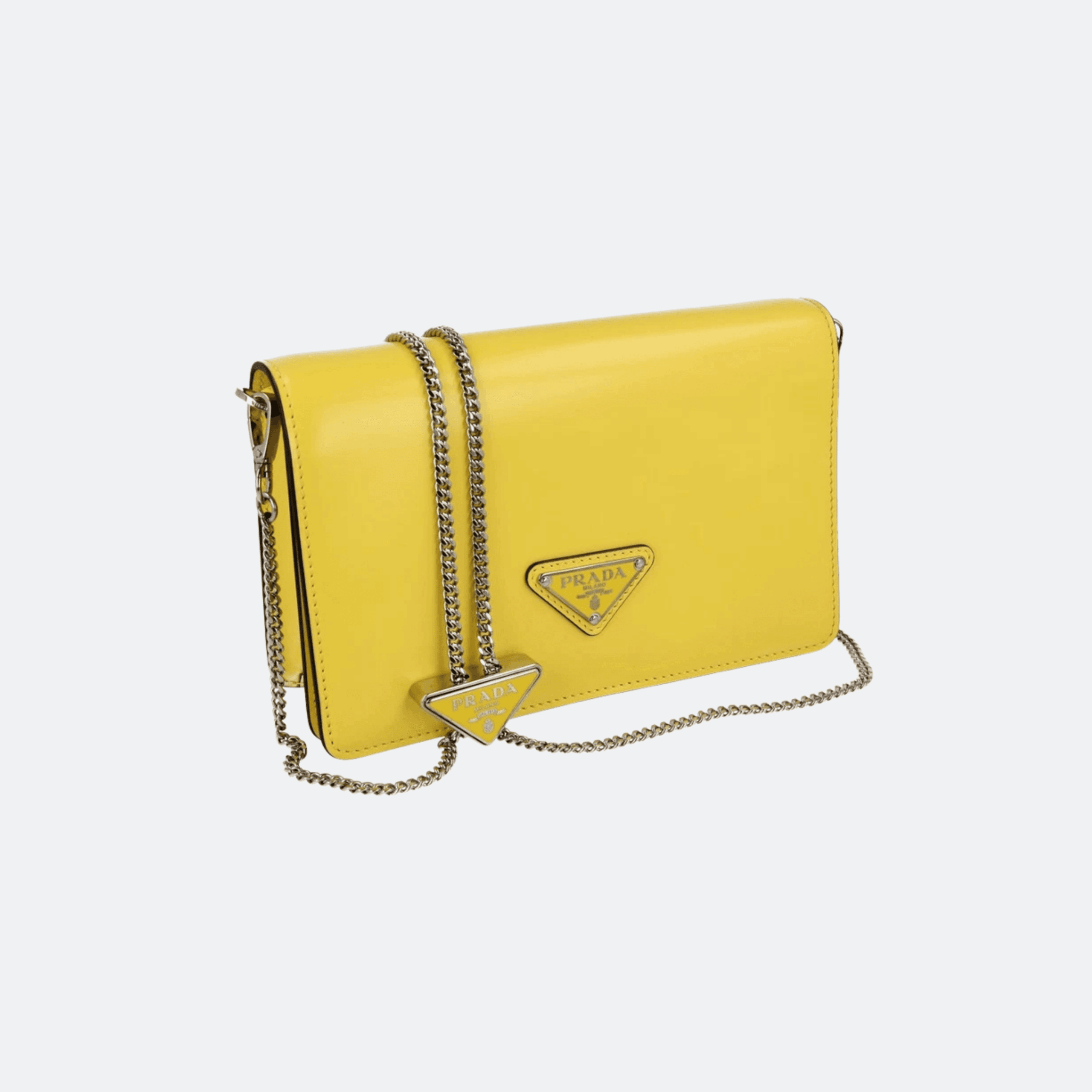 Prada Spazzolato Leather Shoulder Bag for Women - Yellow alternate