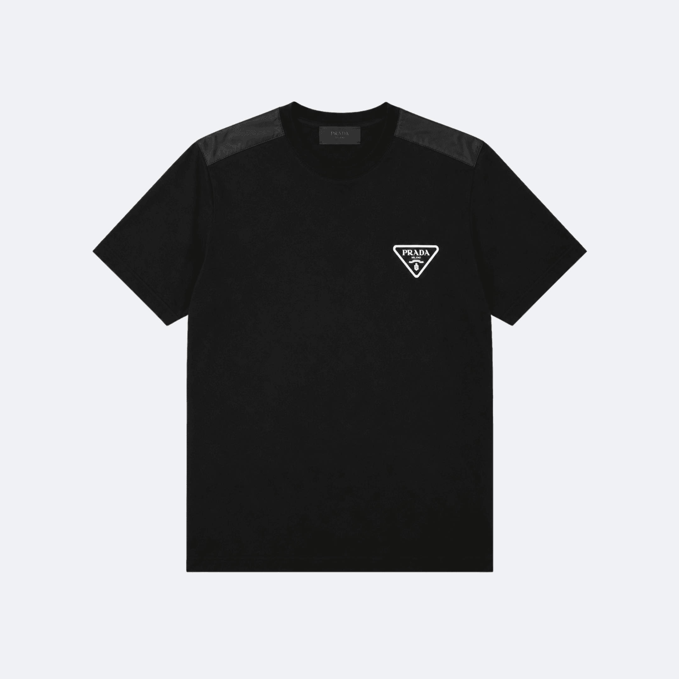 Prada Triangle Logo Cotton T-Shirt for Men - Black