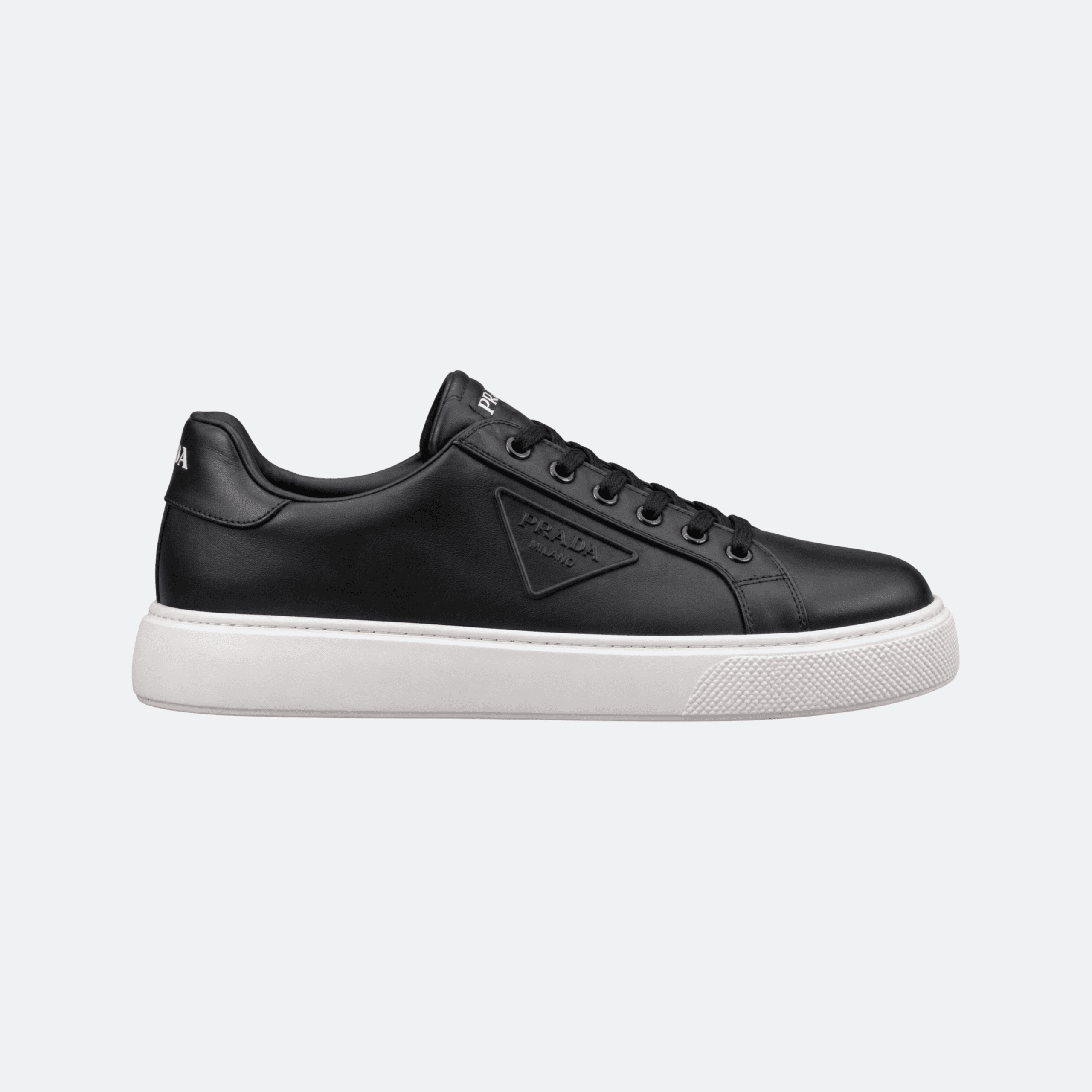 Prada Triangle Logo Lace-Up Sneakers For Women - Black