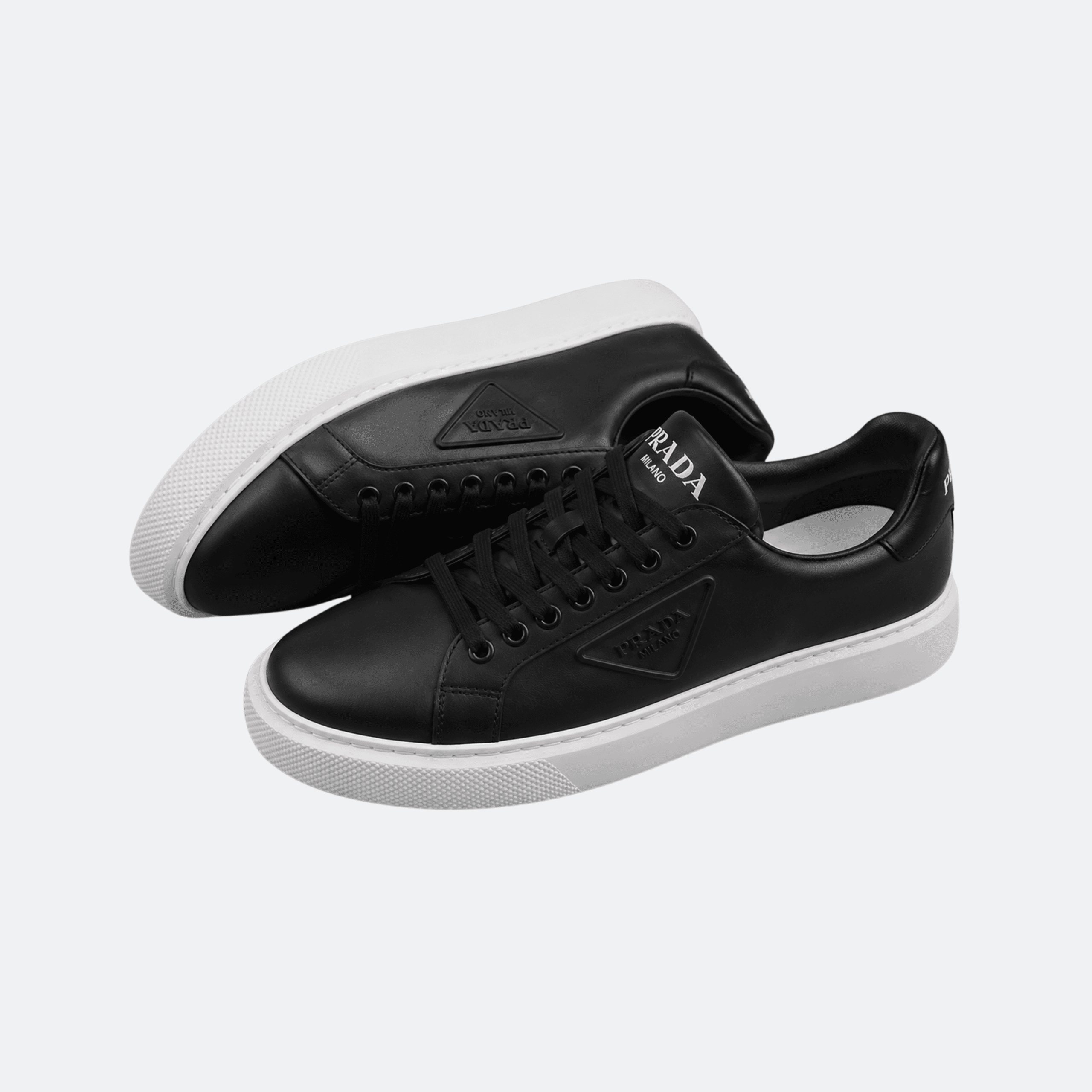 Prada Triangle Logo Lace-Up Sneakers For Women - Black alternate