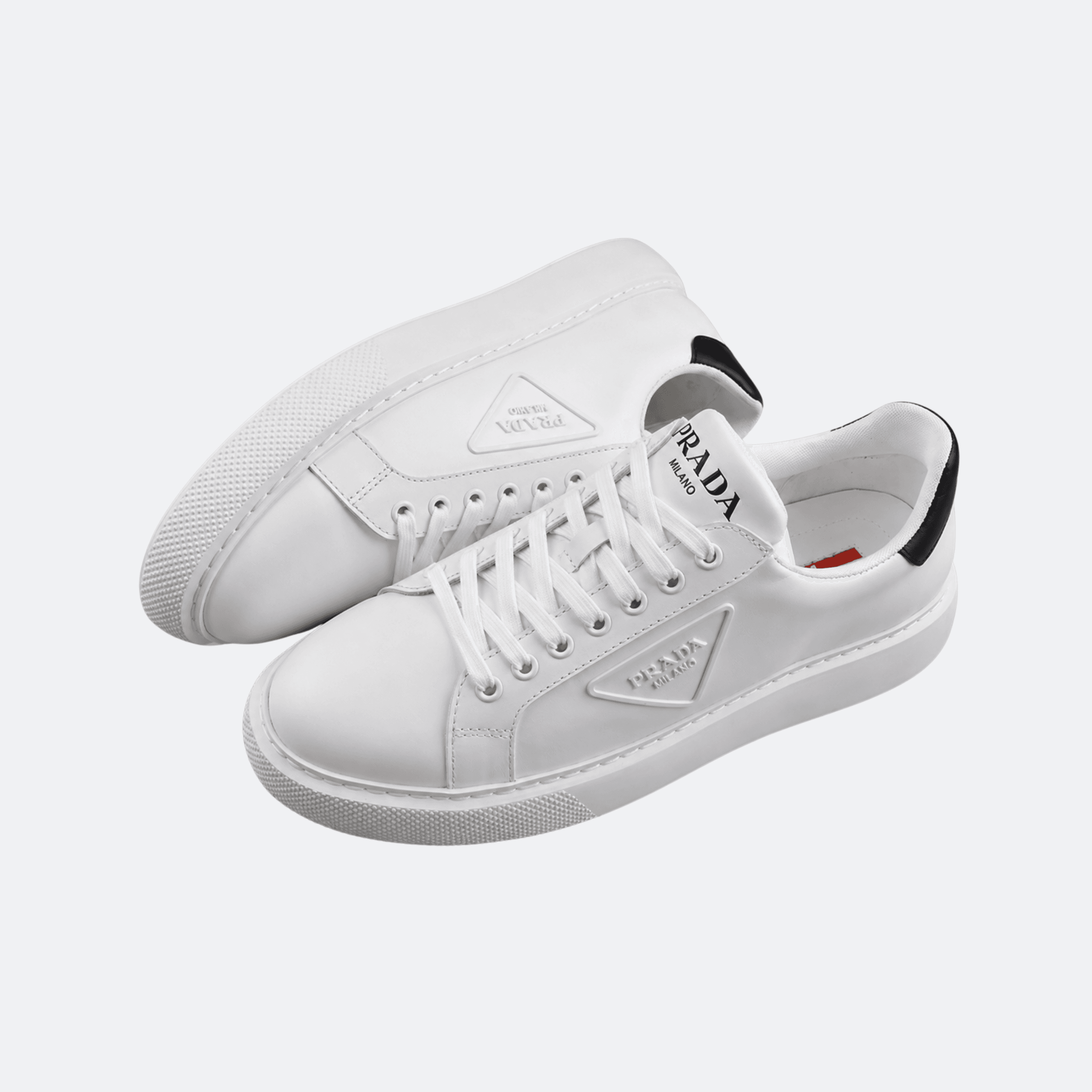 Prada Triangle Logo Lace-Up Sneakers For Women - White alternate