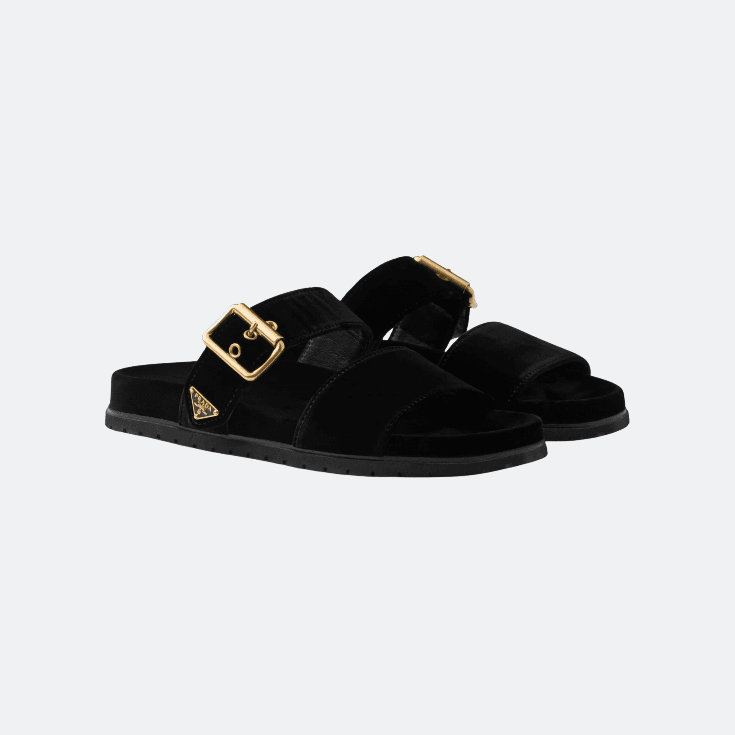 Prada Velvet Slide Sandals – Black alternate