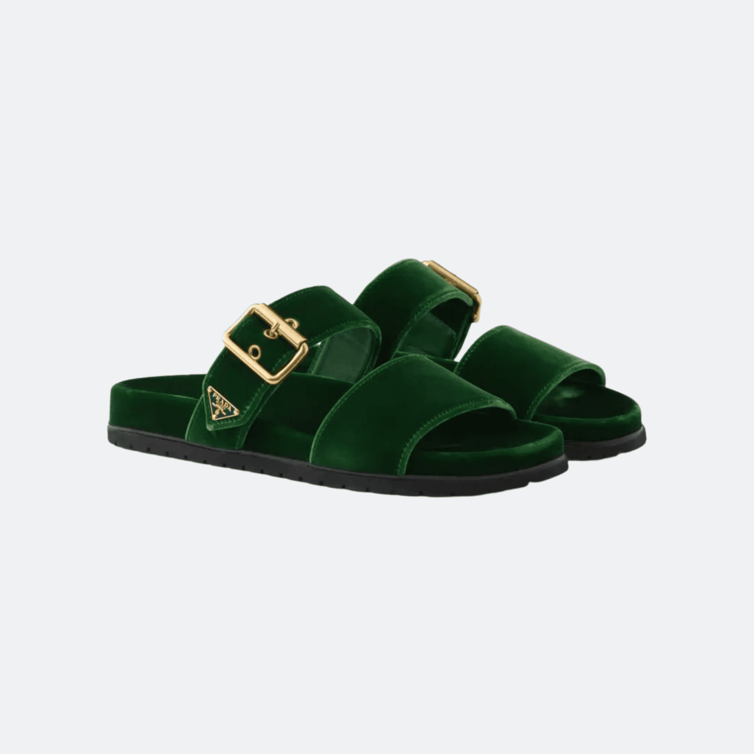 Prada Velvet Slide Sandals – Laurel Green alternate