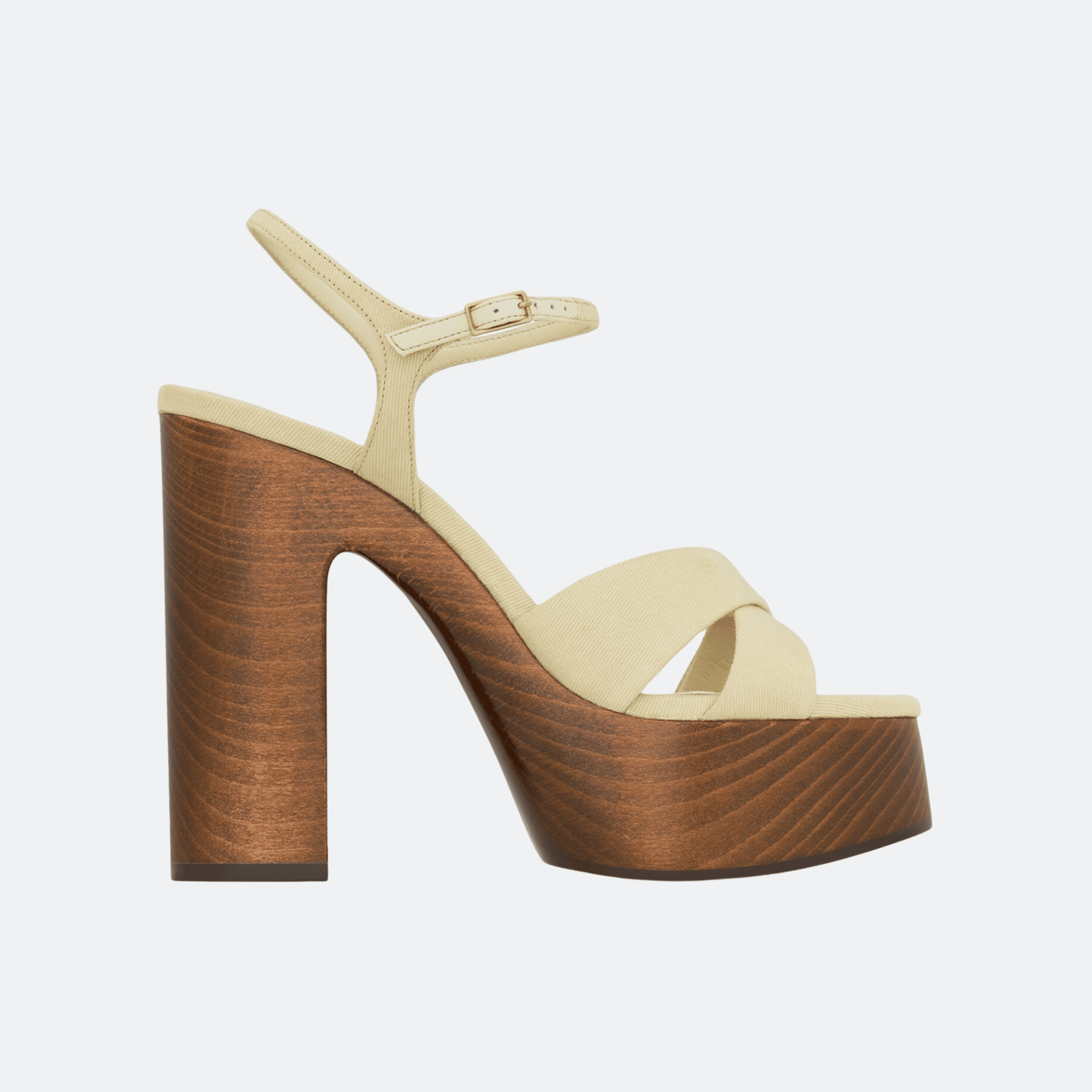Saint Laurent Canvas Bianca Platform Sandals 125 - Beige