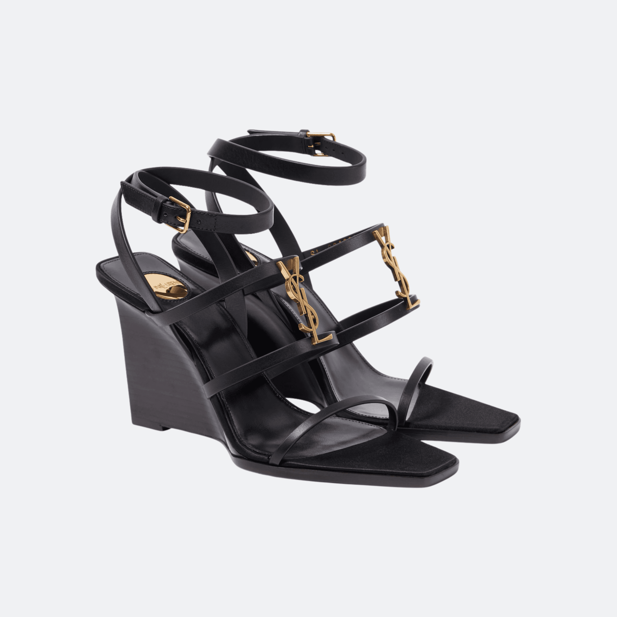 Saint Laurent Cassandra Wedge Sandals - Black alternate