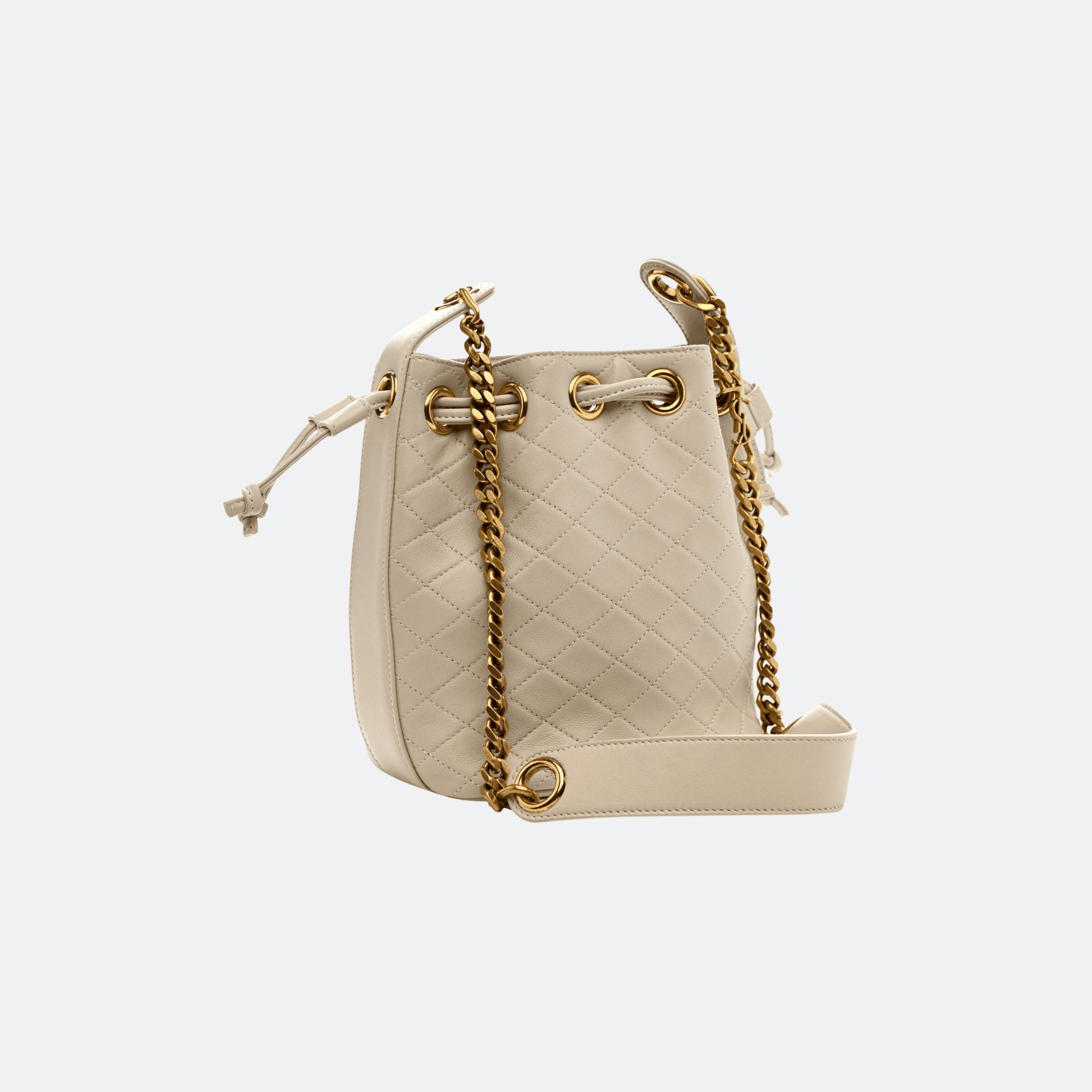 Saint Laurent Cassandre Quilted Leather Bucket Bag - Ivory White alternate