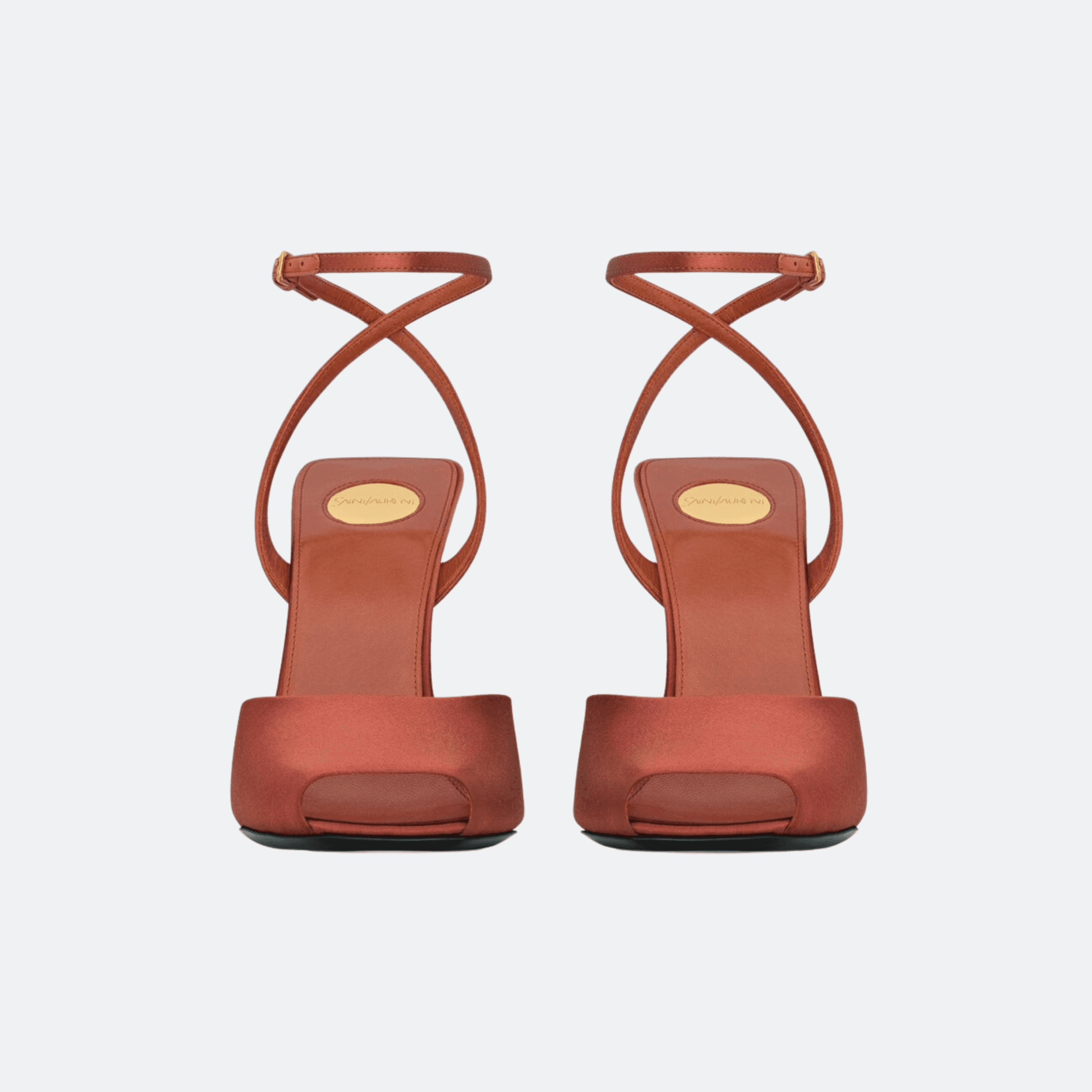 Saint Laurent La Scandale Satin Crepe Wedge Sandals - Rust Red alternate